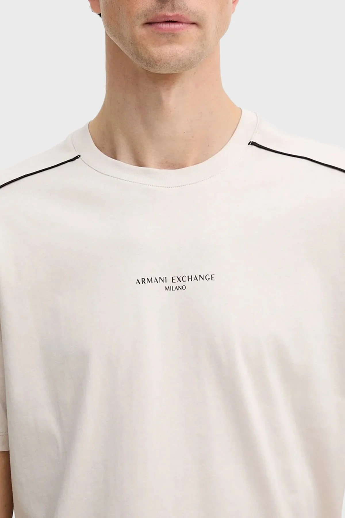 Armani Exchange Logolu Pamuklu Regular Fit Bisiklet Yaka Erkek T Shirt XM001360 AF10358 U1013 BEJ - 4