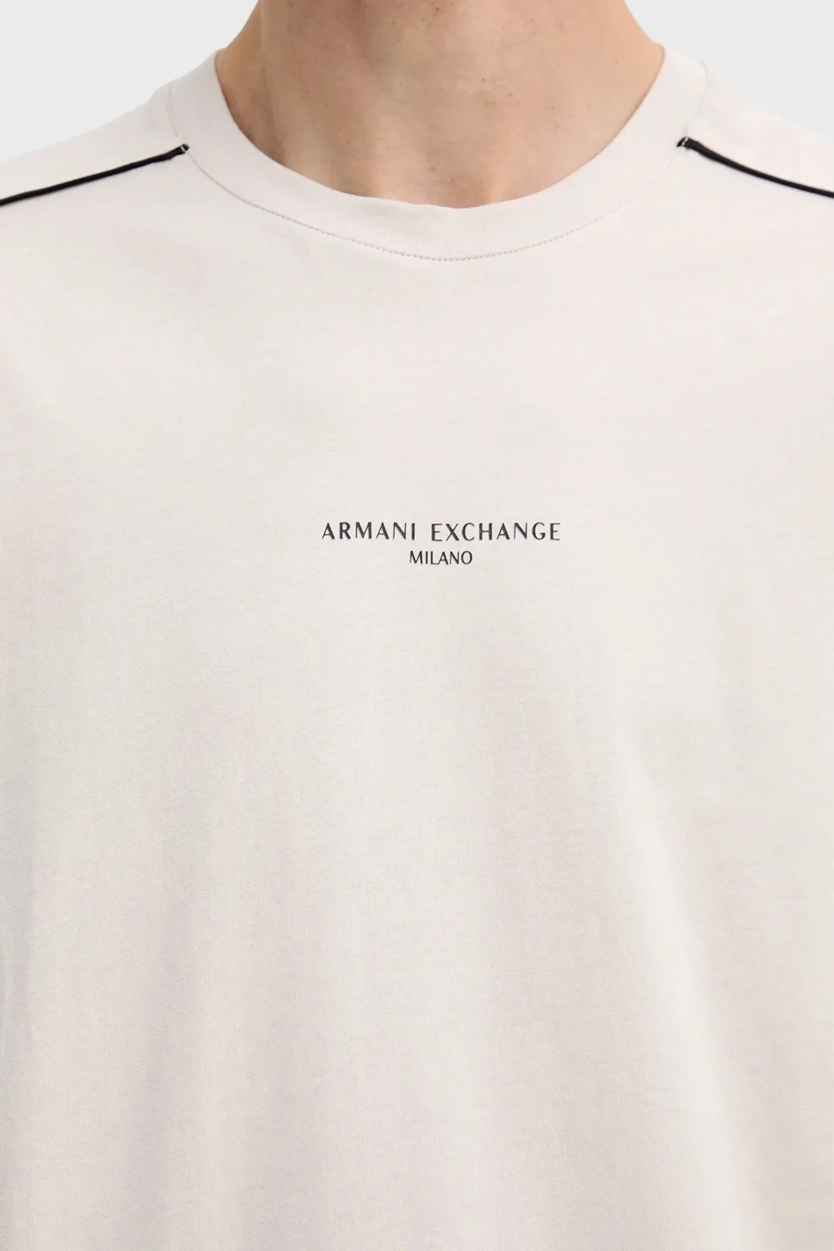 Armani Exchange Logolu Pamuklu Regular Fit Bisiklet Yaka Erkek T Shirt XM001360 AF10358 U1013 BEJ - 5