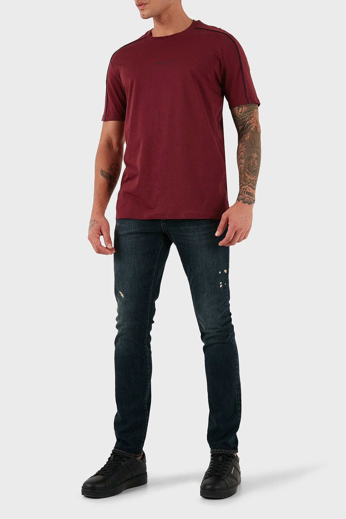Armani Exchange Logolu Pamuklu Regular Fit Bisiklet Yaka Erkek T Shirt XM001360 AF10358 UA328 BORDO - 2