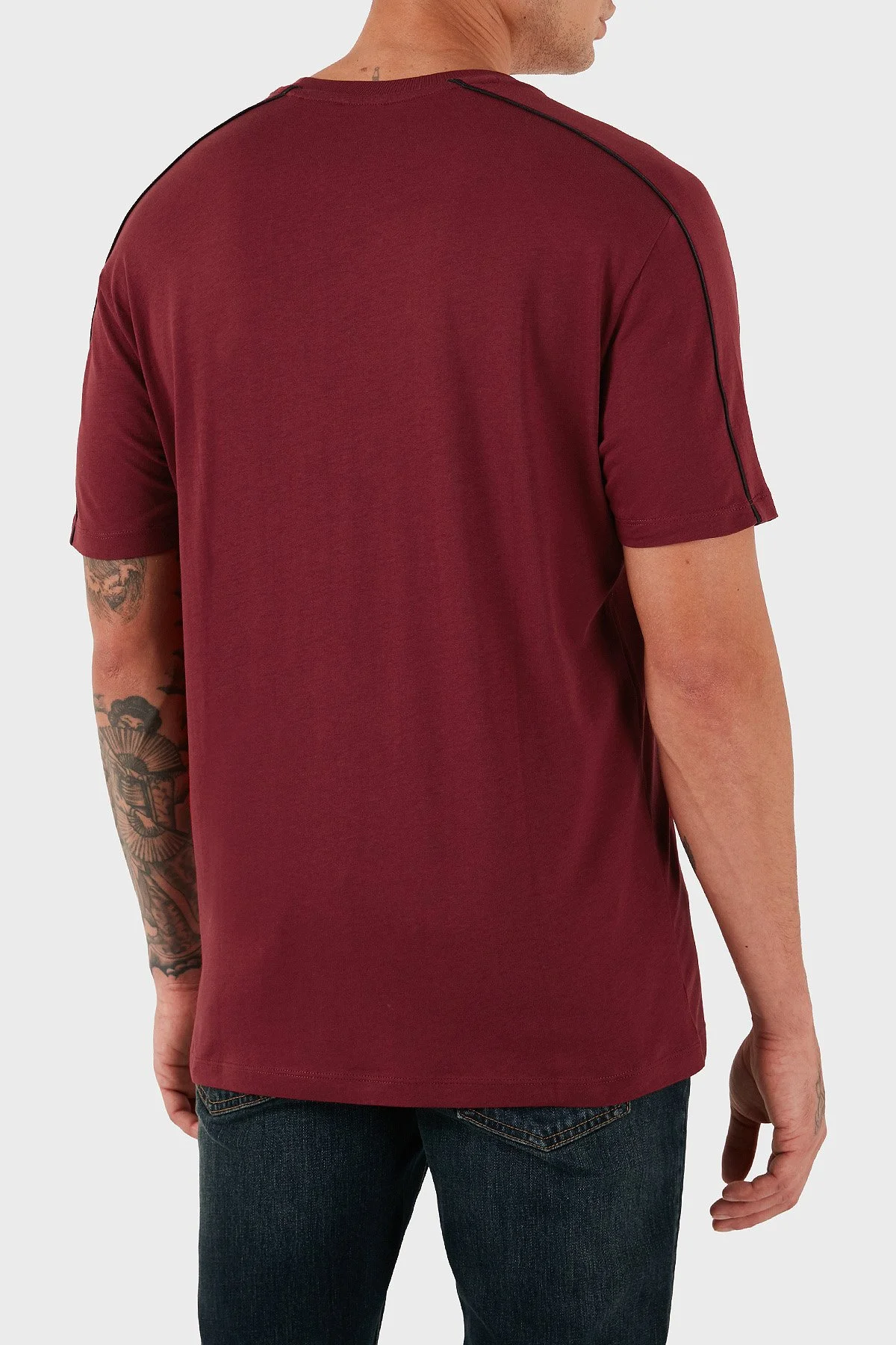 Armani Exchange Logolu Pamuklu Regular Fit Bisiklet Yaka Erkek T Shirt XM001360 AF10358 UA328 BORDO - 3
