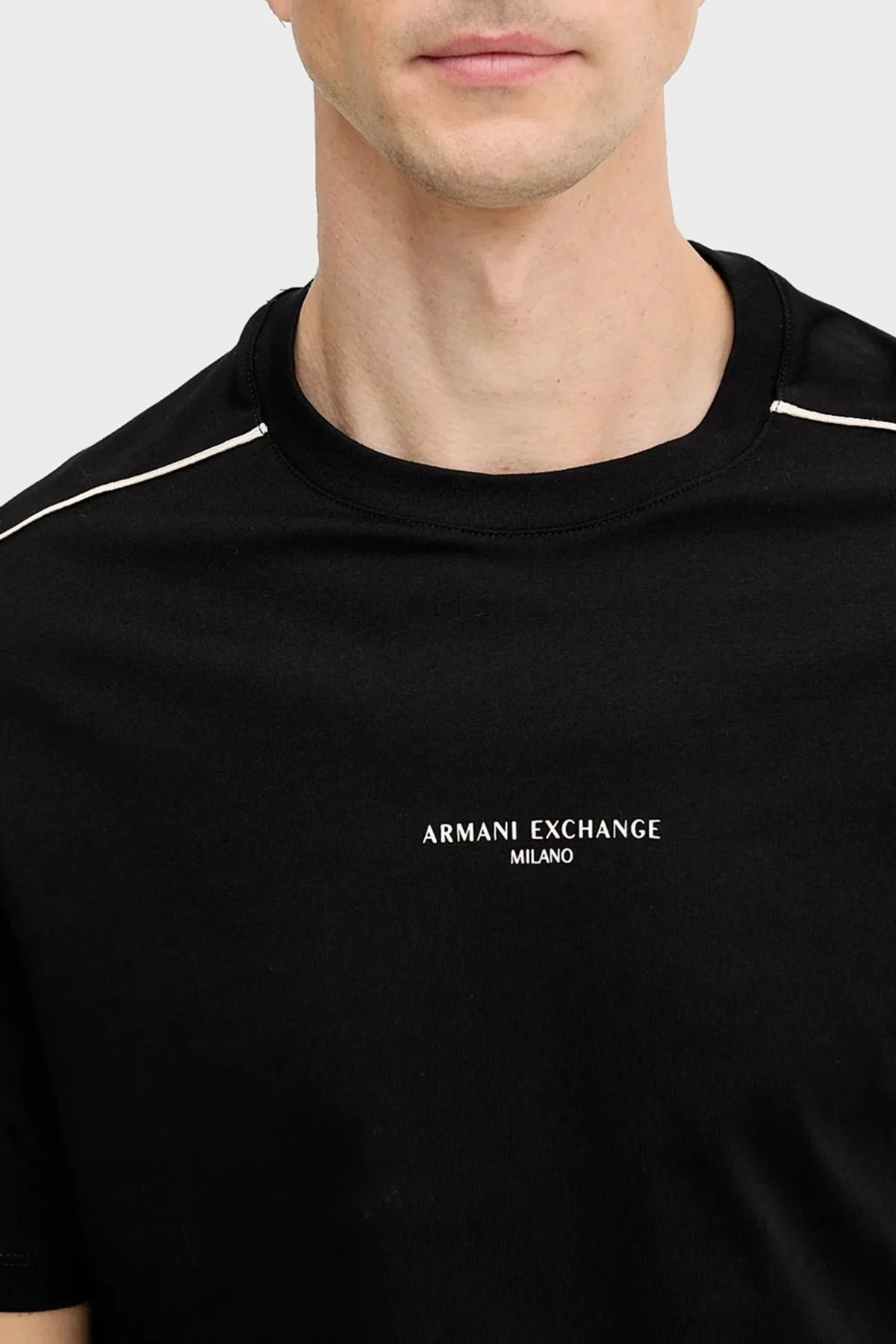 Armani Exchange Logolu Pamuklu Regular Fit Bisiklet Yaka Erkek T Shirt XM001360 AF10358 UC001 SİYAH - 4