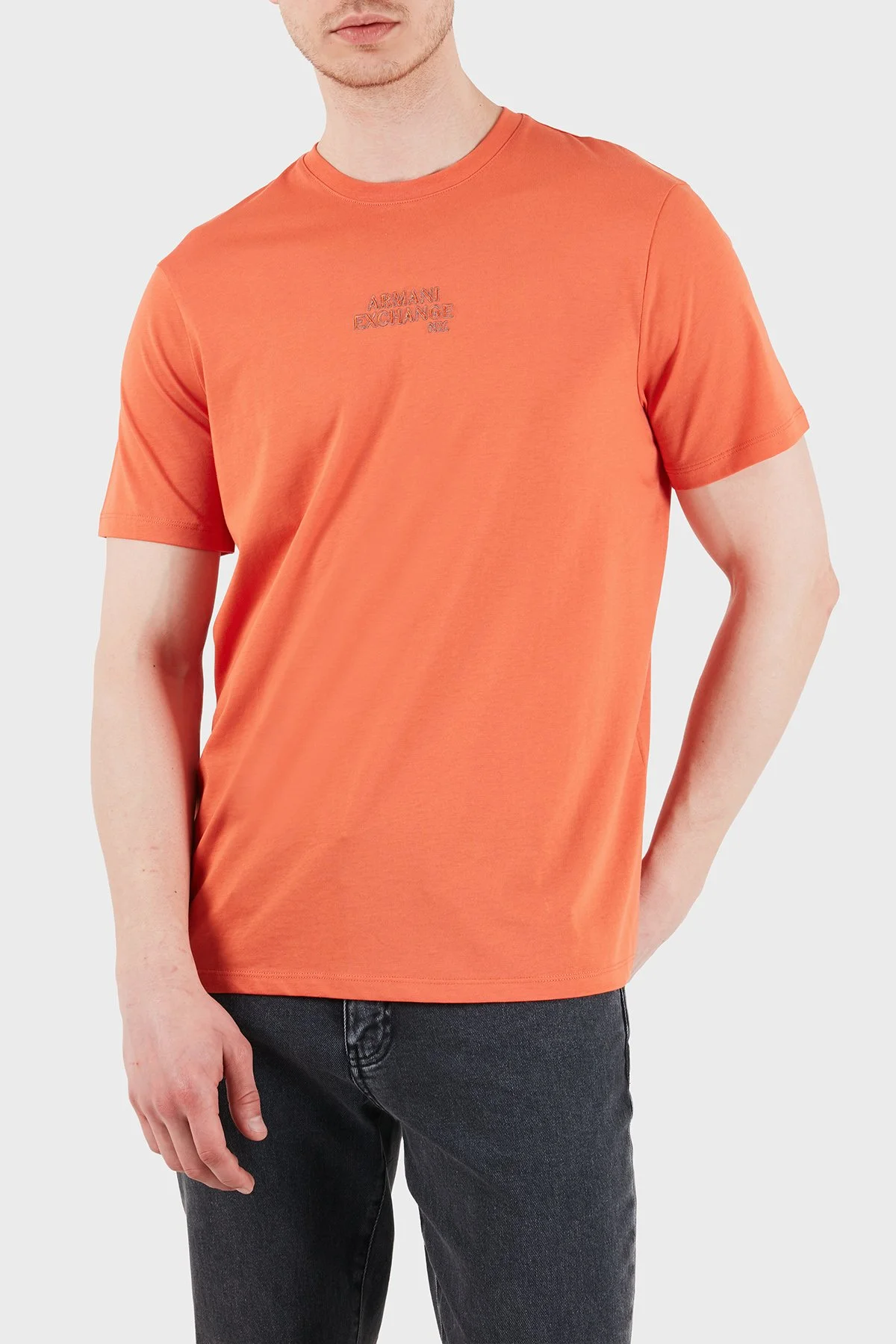 Armani Exchange Logolu Pamuklu Regular Fit Bisiklet Yaka Erkek T Shirt XM001784 AF10356 U3040 TURUNCU - 1