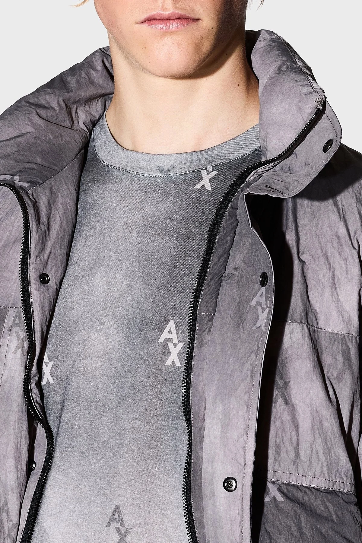 Armani Exchange Logolu Pamuklu Regular Fit Bisiklet Yaka Erkek T Shirt XM001900 AF10356 F8050 KOYU GRİ - 4