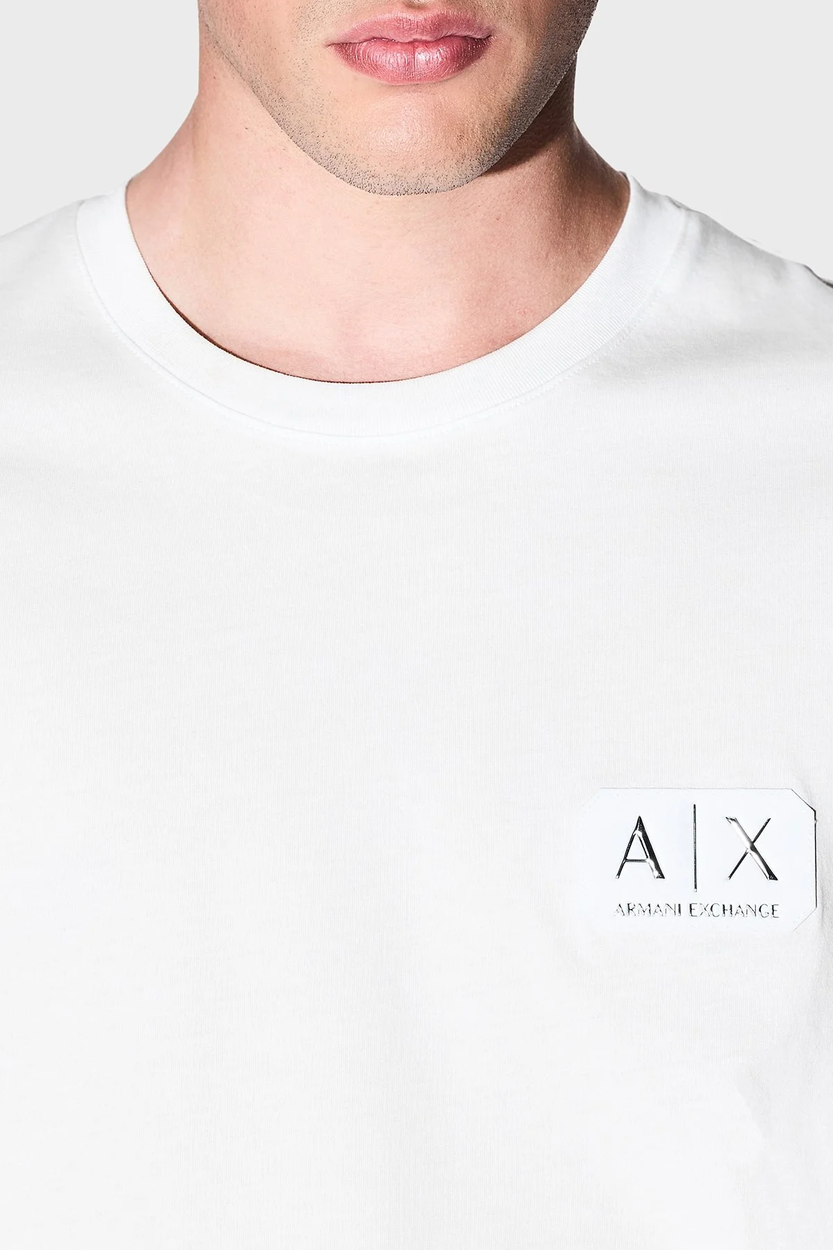 Armani Exchange Logolu Pamuklu Regular Fit Bisiklet Yaka Erkek T Shirt XM002178 AF12308 U0009 Beyaz - 4