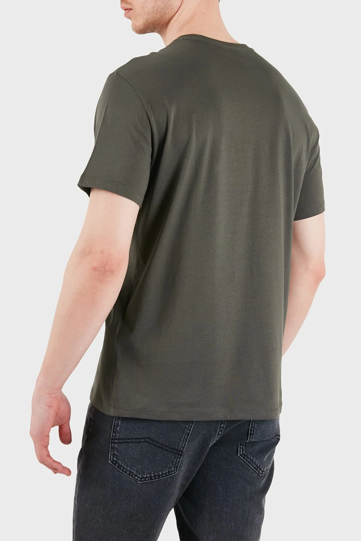Armani Exchange Logolu Pamuklu Regular Fit Bisiklet Yaka Erkek T Shirt XM002785 AF10358 U8144 HAKİ - 3