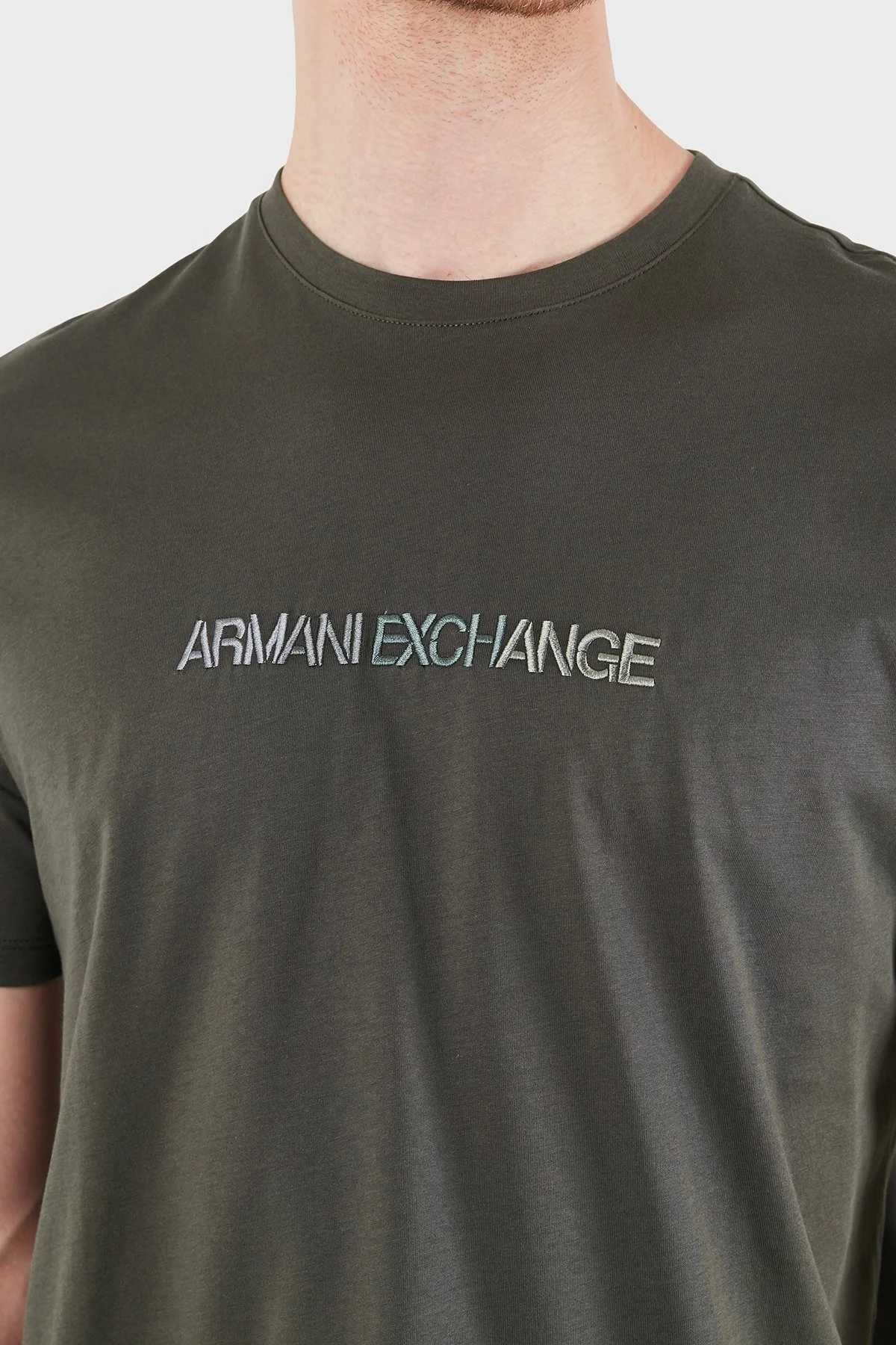 Armani Exchange Logolu Pamuklu Regular Fit Bisiklet Yaka Erkek T Shirt XM002785 AF10358 U8144 HAKİ - 5