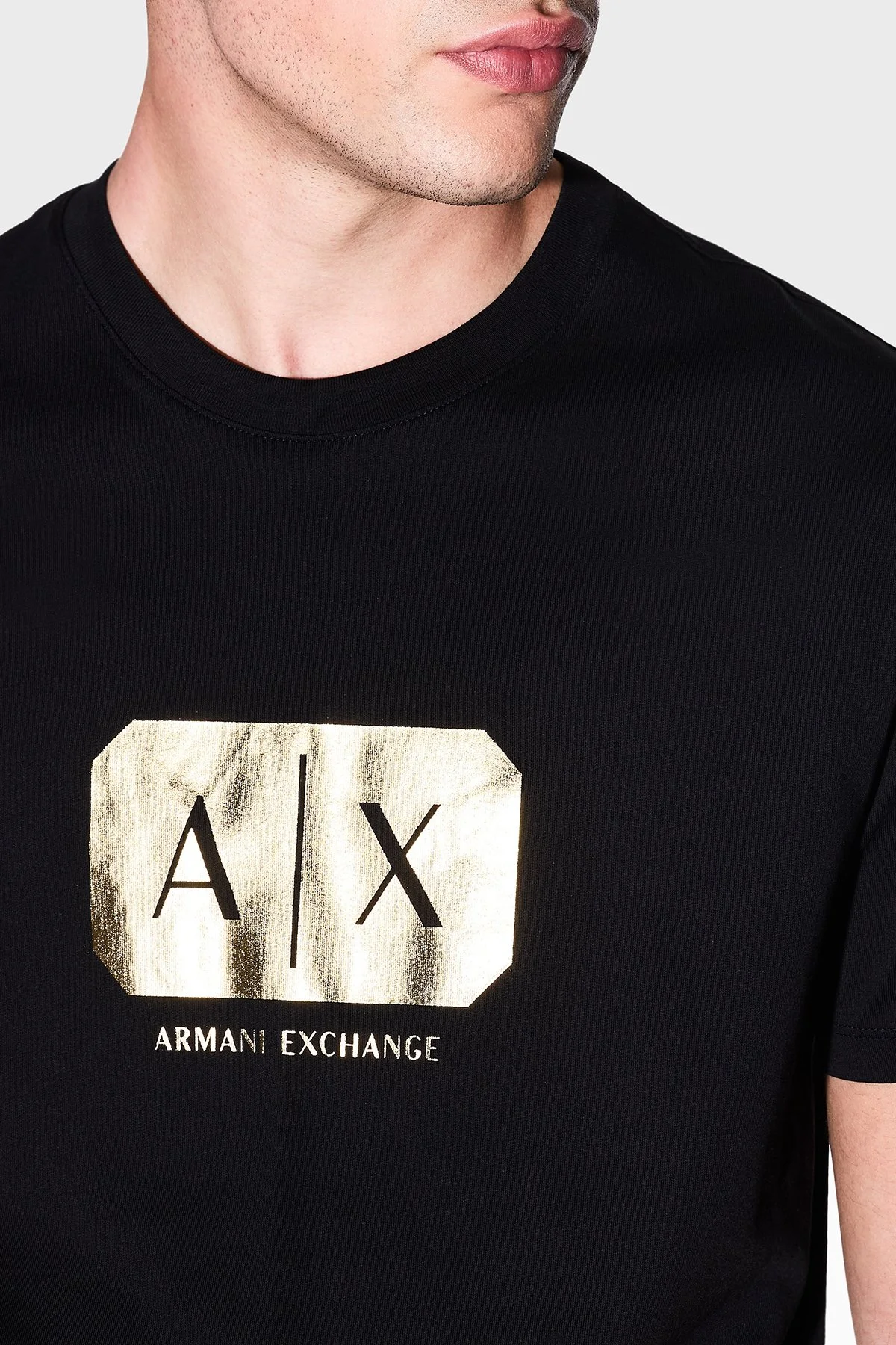 Armani Exchange Logolu Pamuklu Regular Fit Bisiklet Yaka Erkek T Shirt XM002826 AF12308 UC001 SİYAH - 4