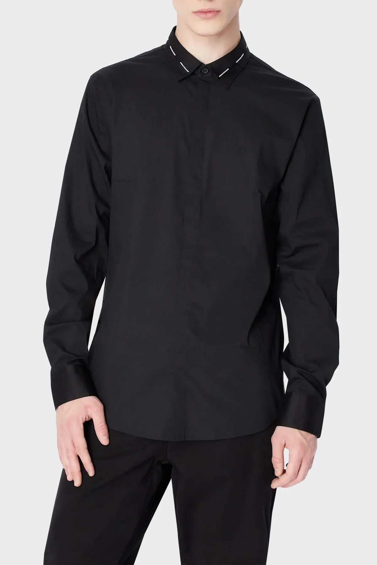 Armani Exchange Logolu Pamuklu Regular Fit Erkek Gömlek 6LZC30 ZNY2Z 1200 SİYAH - 1