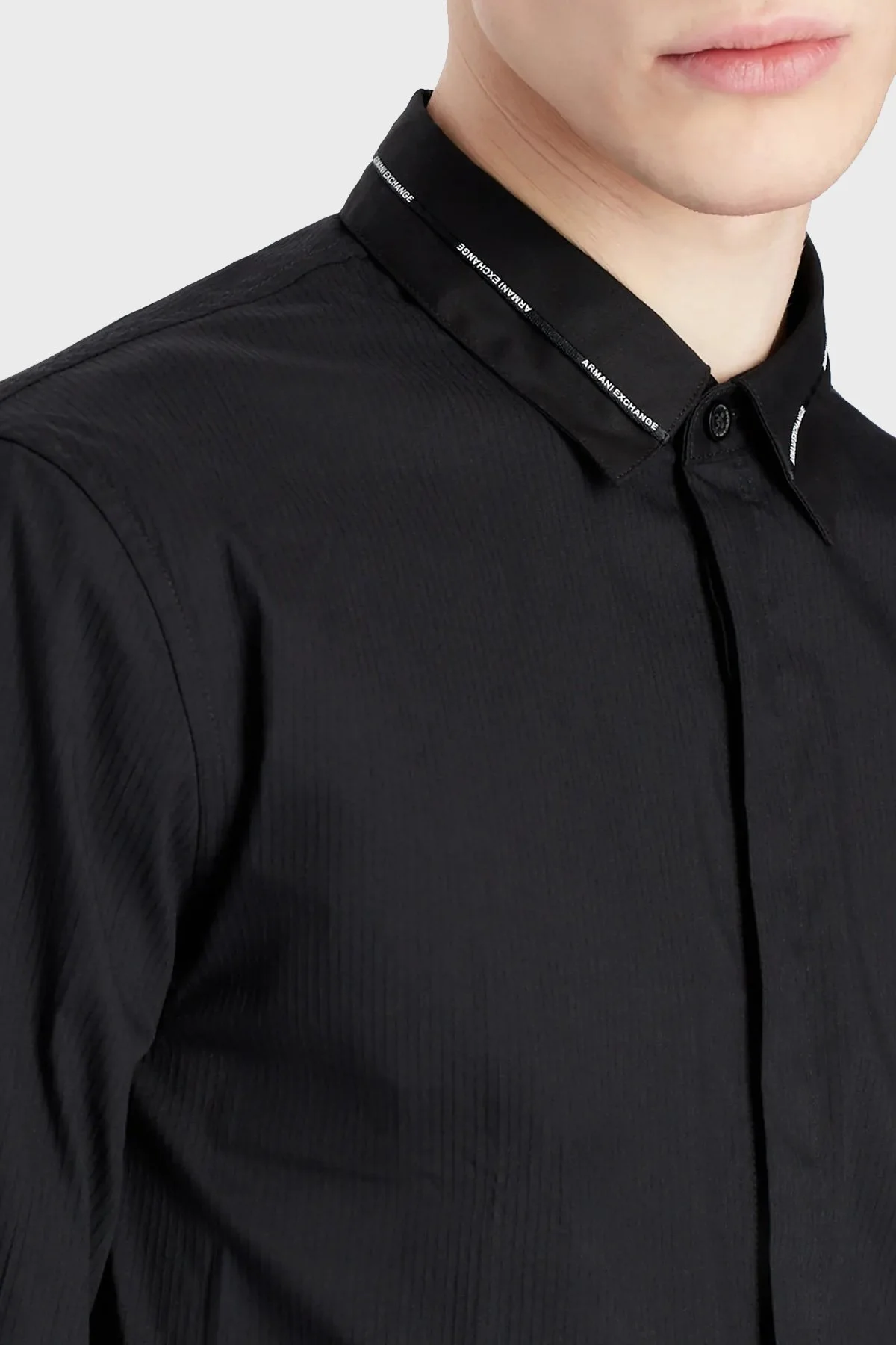 Armani Exchange Logolu Pamuklu Regular Fit Erkek Gömlek 6LZC30 ZNY2Z 1200 SİYAH - 2