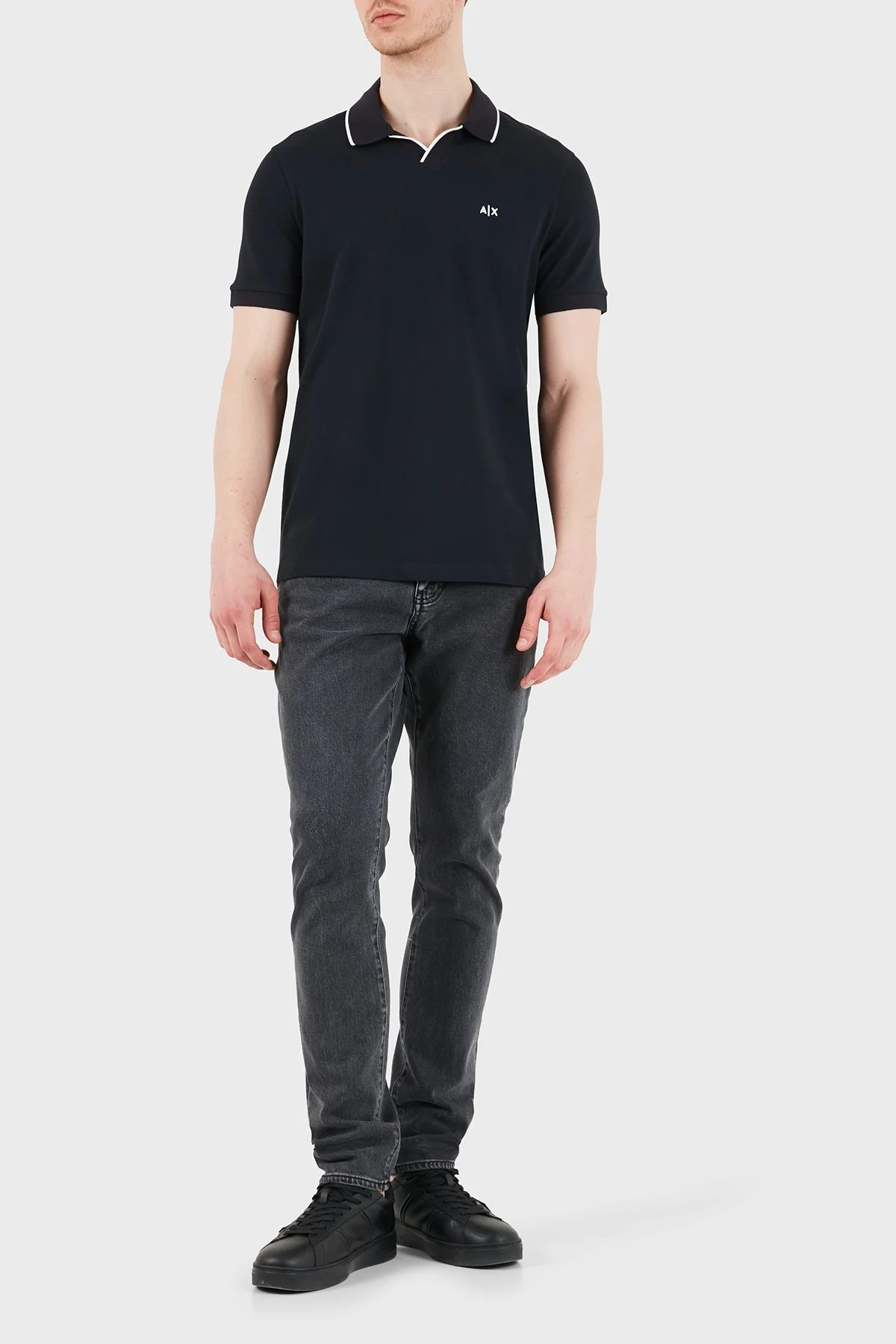 Armani Exchange Logolu Pamuklu Regular Fit Erkek Polo XM002401 AF10366 UB101 LACİVERT - 2
