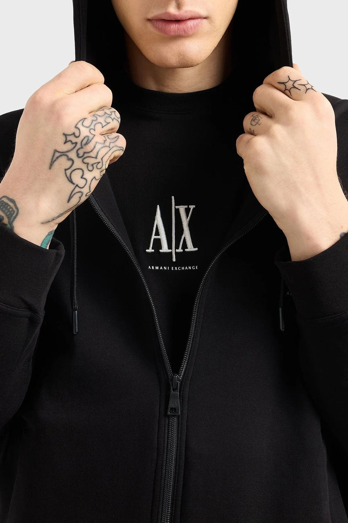 Armani Exchange Logolu Pamuklu Regular Fit Kapüşonlu Erkek Sweat XM000371 AF10818 UC001 SİYAH - 9