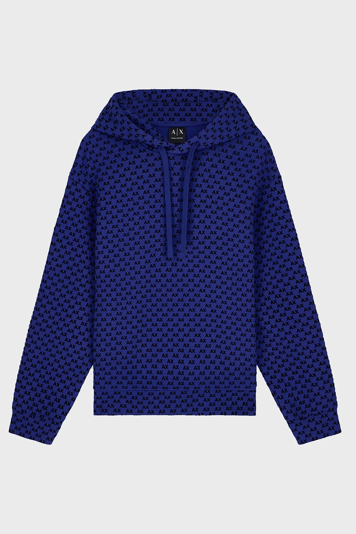 Armani Exchange Logolu Pamuklu Regular Fit Kapüşonlu Erkek Sweat XM002903 AF10818 MB036 Mavi-siyah - 1