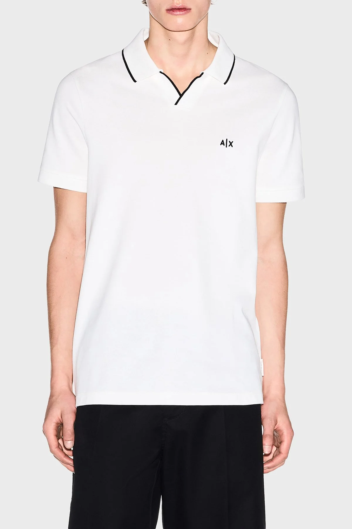 Armani Exchange Logolu Pamuklu Regular Fit Şerit Detaylı Erkek Polo XM002401 AF10366 U0009 BEYAZ - 1