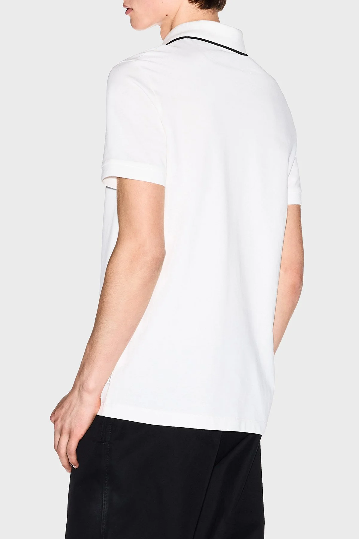 Armani Exchange Logolu Pamuklu Regular Fit Şerit Detaylı Erkek Polo XM002401 AF10366 U0009 BEYAZ - 3