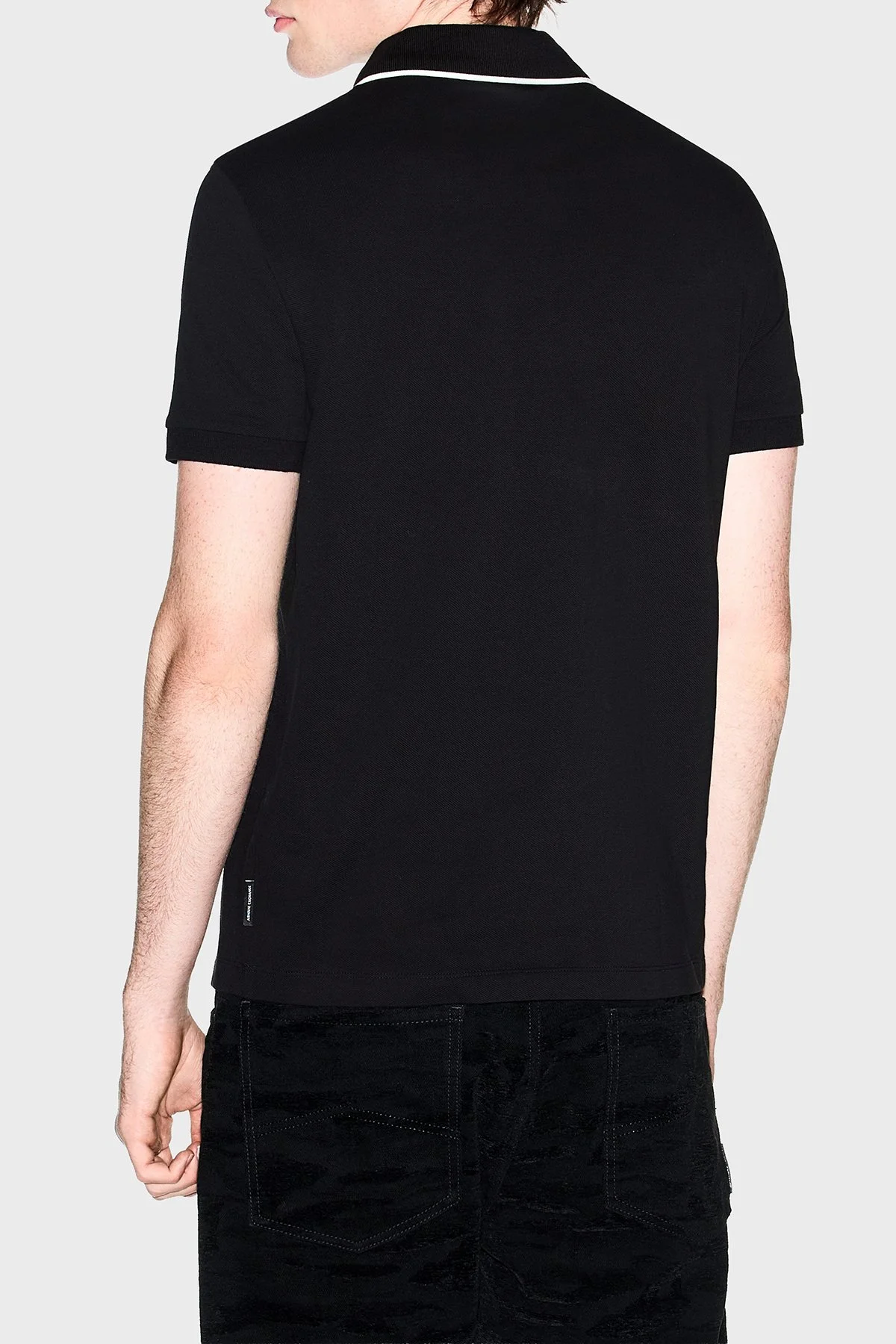 Armani Exchange Logolu Pamuklu Regular Fit Şerit Detaylı Erkek Polo XM002401 AF10366 UC001 SİYAH - 3