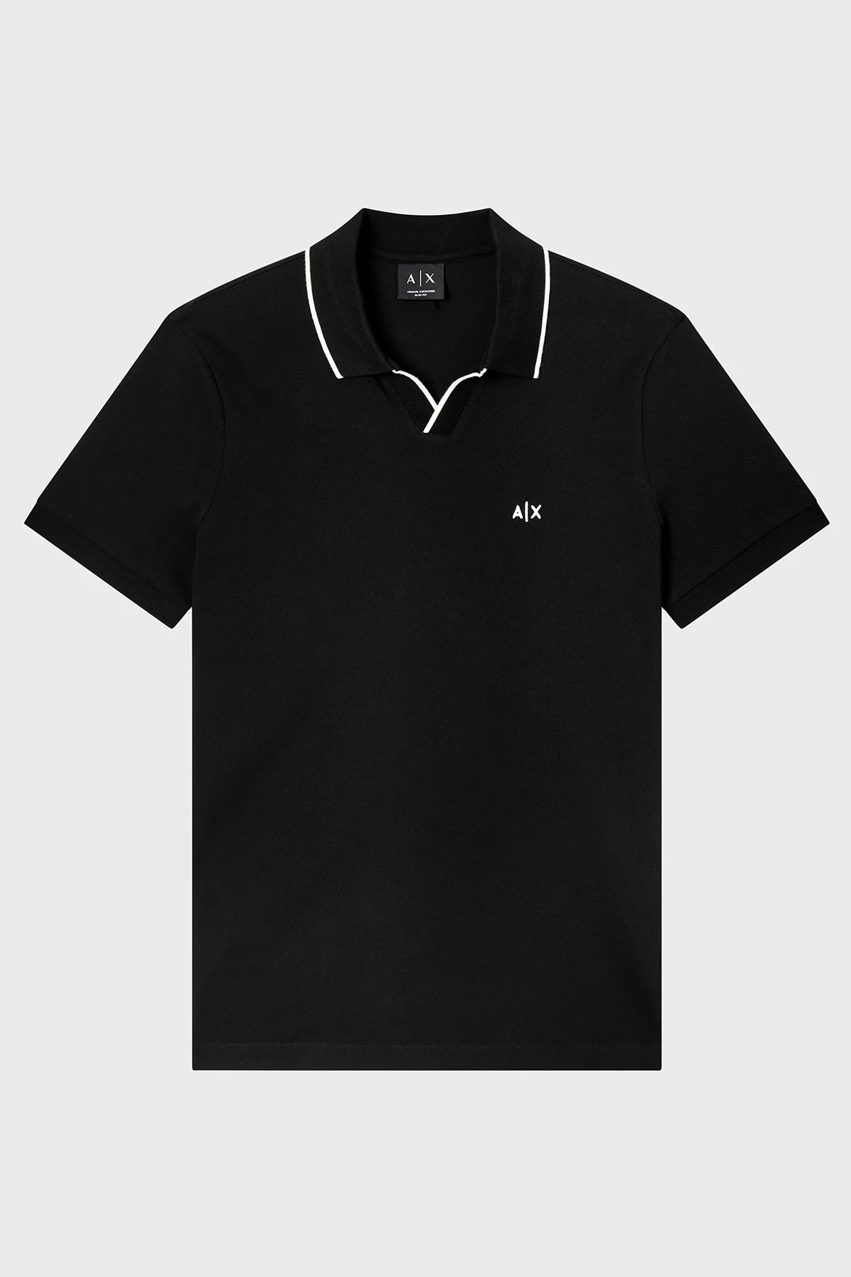 Armani Exchange Logolu Pamuklu Regular Fit Şerit Detaylı Erkek Polo XM002401 AF10366 UC001 SİYAH - 5