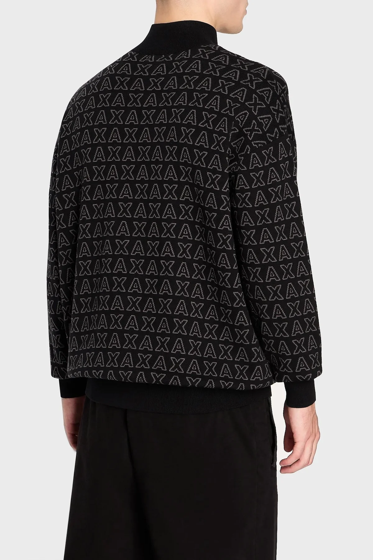 Armani Exchange Logolu Pamuklu Regular Fit Yarım Fermuarlı Dik Yaka Erkek Kazak 6RZM1K ZMQ7Z 8274 SİYAH - 2