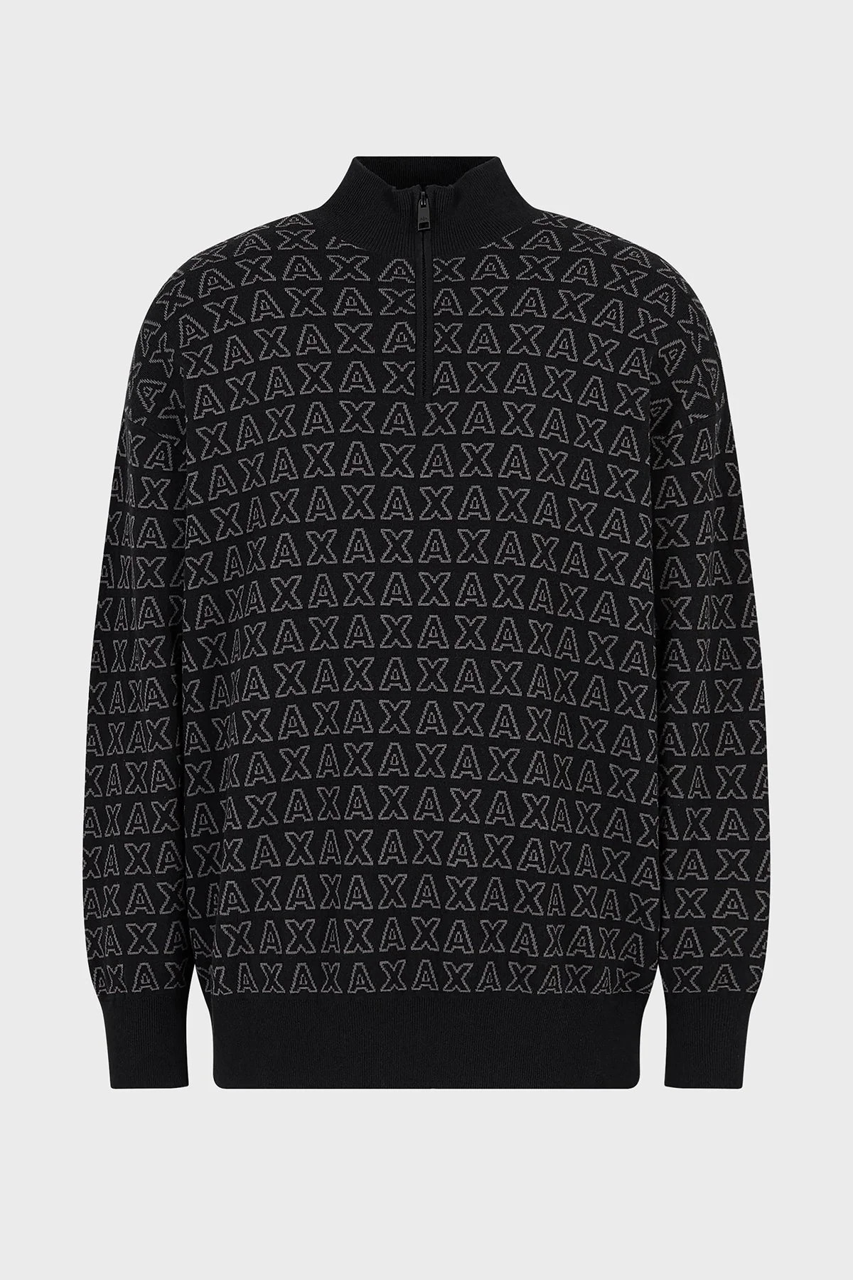 Armani Exchange Logolu Pamuklu Regular Fit Yarım Fermuarlı Dik Yaka Erkek Kazak 6RZM1K ZMQ7Z 8274 SİYAH - 4