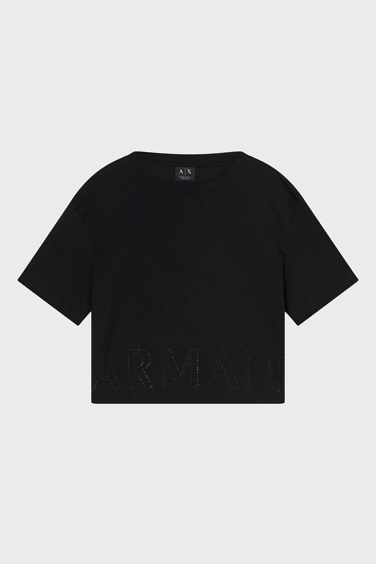 Armani Exchange Logolu Pamuklu Relaxed Fit Bisiklet Yaka Crop Bayan T Shirt XW001709 AF17172 UC001 SİYAH - 5