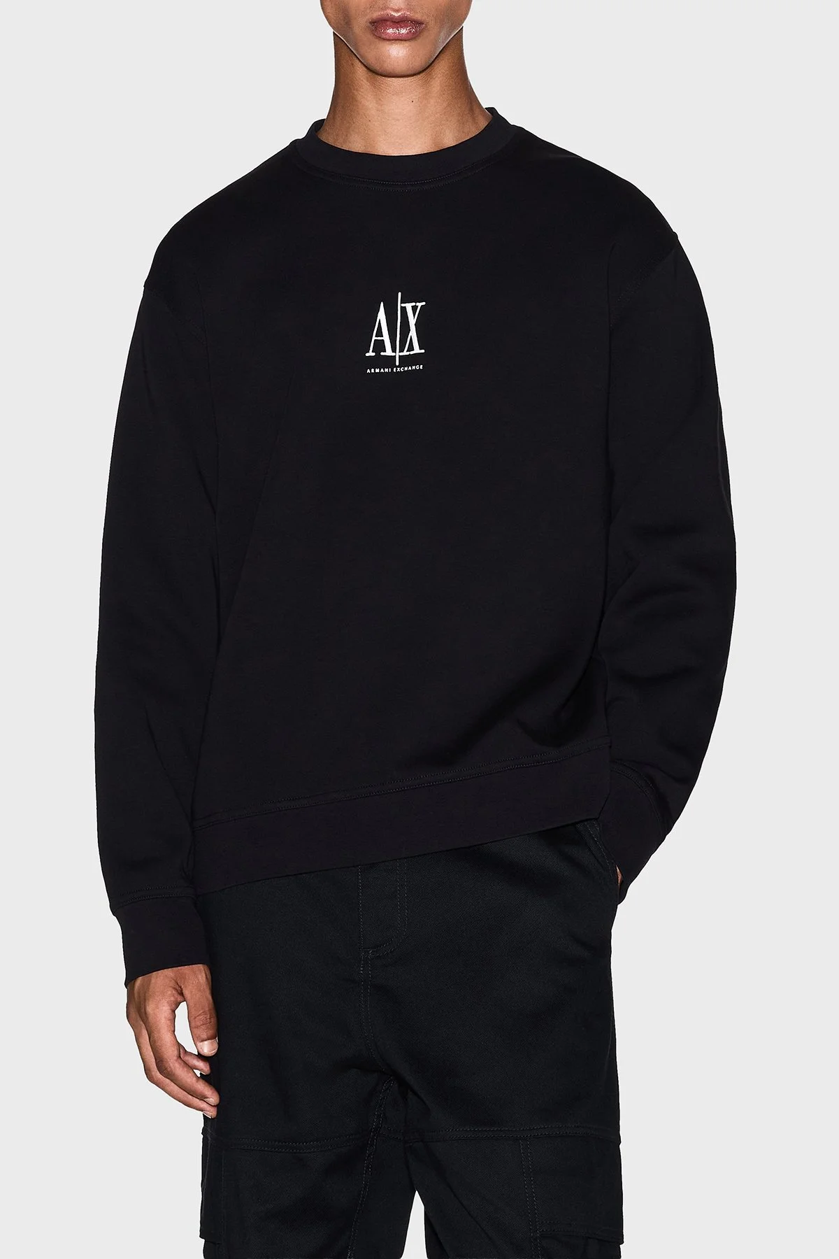 Armani Exchange Logolu Pamuklu Relaxed Fit Bisiklet Yaka Erkek Sweat XM000368 AF10818 UC001 Siyah - 1