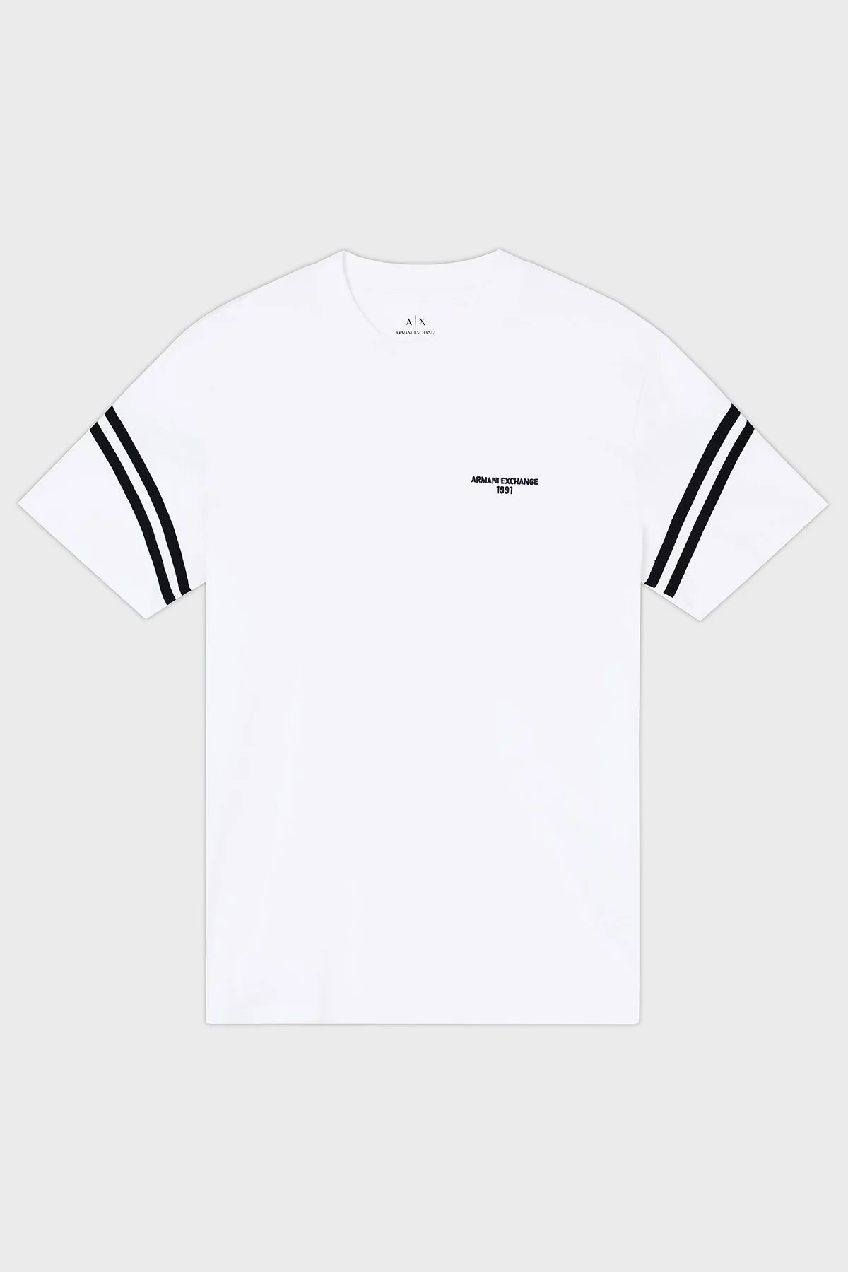 Armani Exchange Logolu Pamuklu Şerit Detaylı Regular Fit Bisiklet Yaka Erkek T Shirt XM001081 AF12308 U0009 BEYAZ - 10