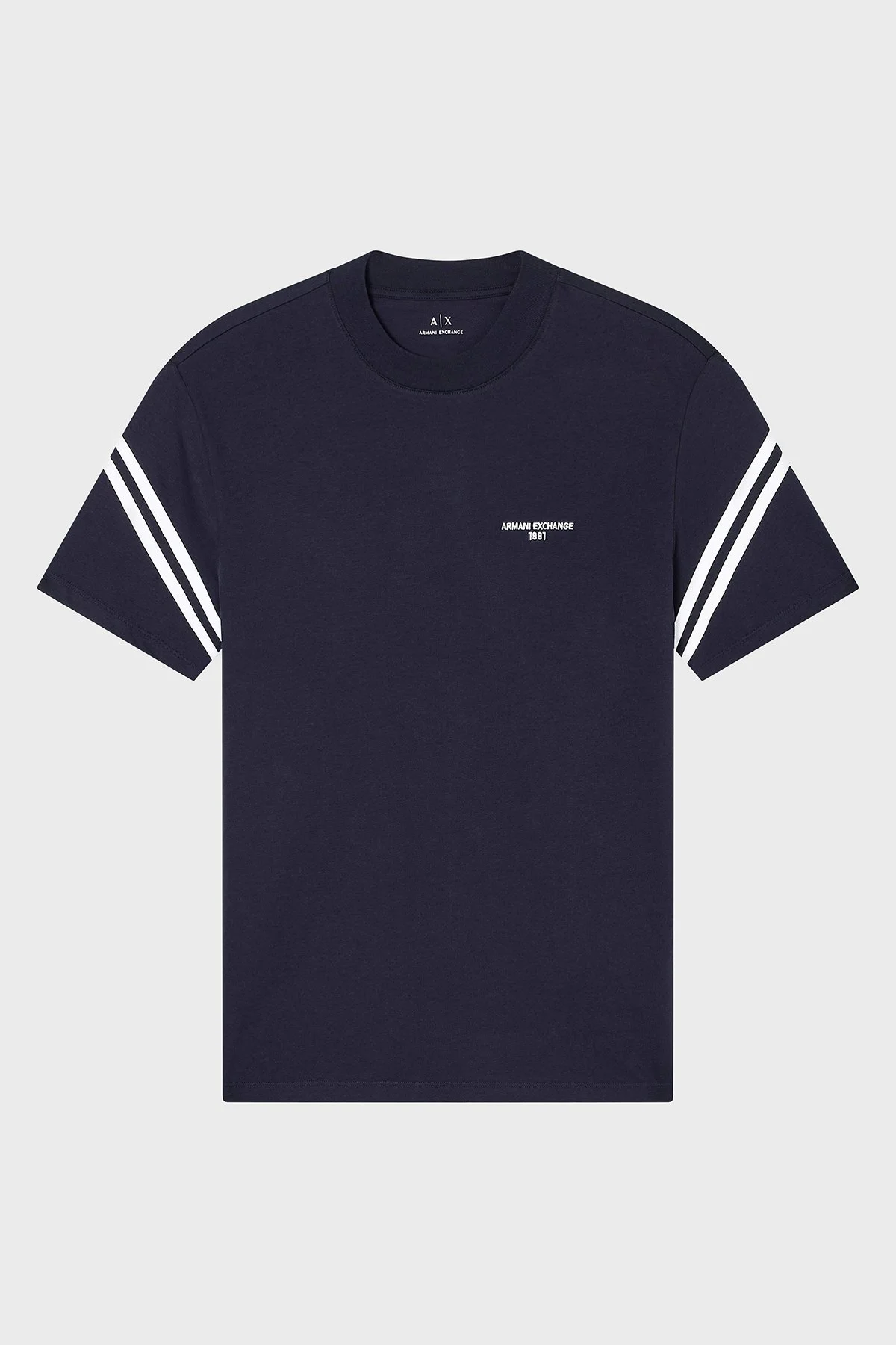 Armani Exchange Logolu Pamuklu Şerit Detaylı Regular Fit Bisiklet Yaka Erkek T Shirt XM001081 AF12308 UB101 LACİVERT - 10