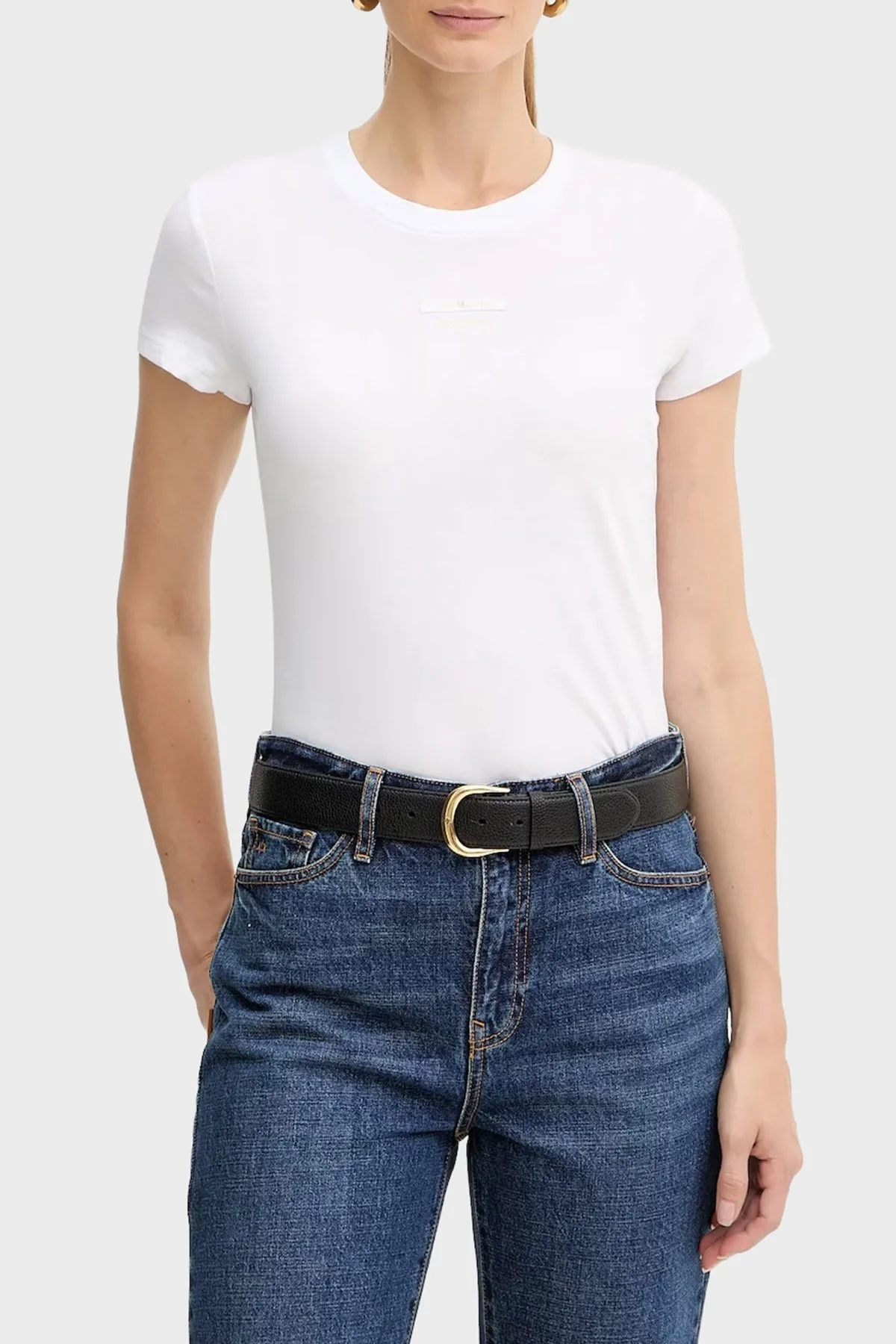 Armani Exchange Logolu Pamuklu Slim Fit Bisiklet Yaka Bayan T Shirt XW001369 AF10356 U0002 BEYAZ - 1