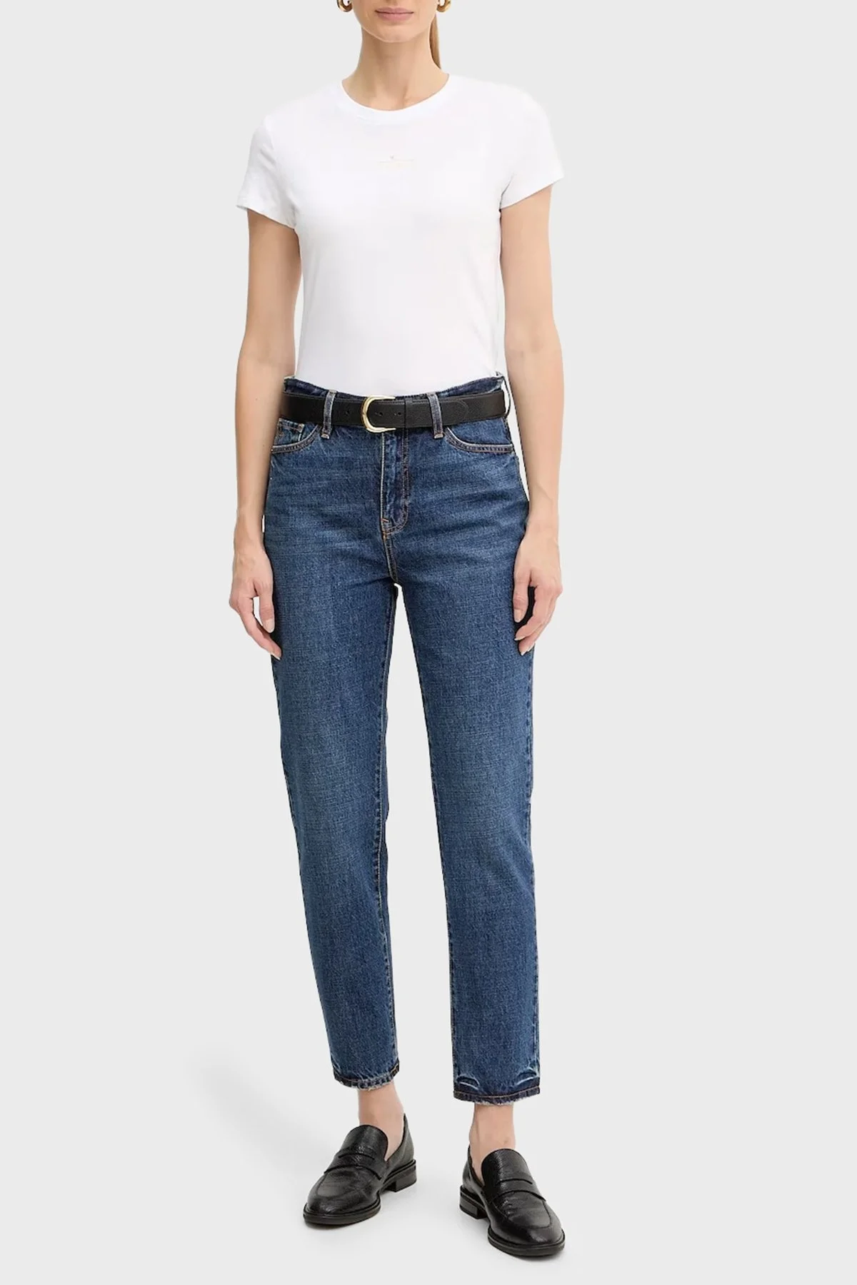 Armani Exchange Logolu Pamuklu Slim Fit Bisiklet Yaka Bayan T Shirt XW001369 AF10356 U0002 BEYAZ - 2