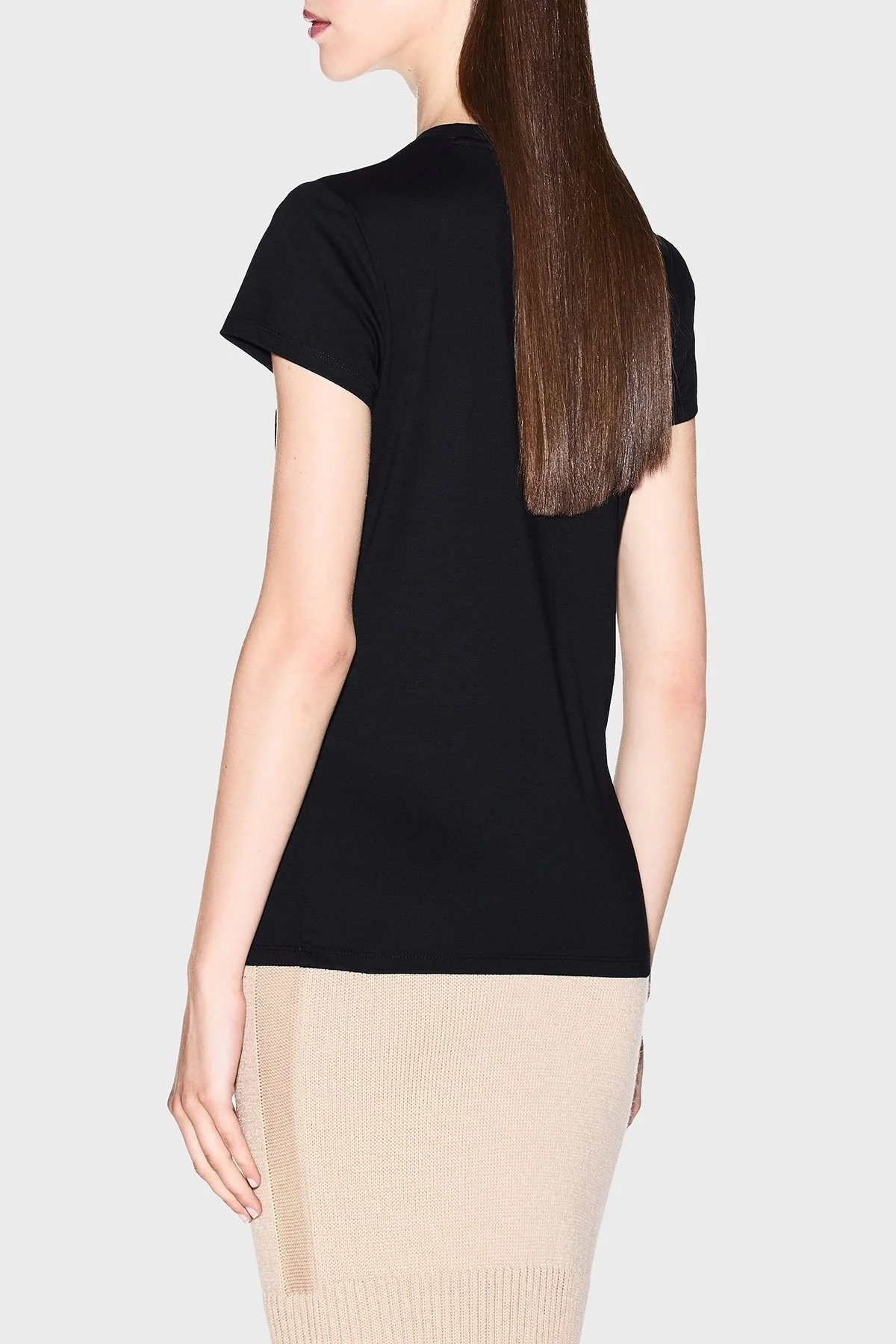 Armani Exchange Logolu Pamuklu Slim Fit Bisiklet Yaka Bayan T Shirt XW001369 AF10356 UC001 SİYAH - 3