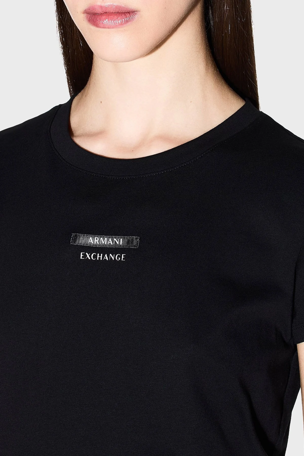Armani Exchange Logolu Pamuklu Slim Fit Bisiklet Yaka Bayan T Shirt XW001369 AF10356 UC001 SİYAH - 4