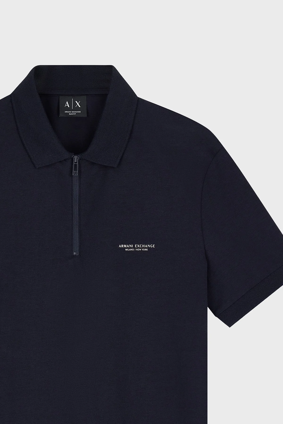 Armani Exchange Logolu Pamuklu Yarım Fermuarlı Erkek Polo XM003422 AF26650 UB101 Lacivert - 7