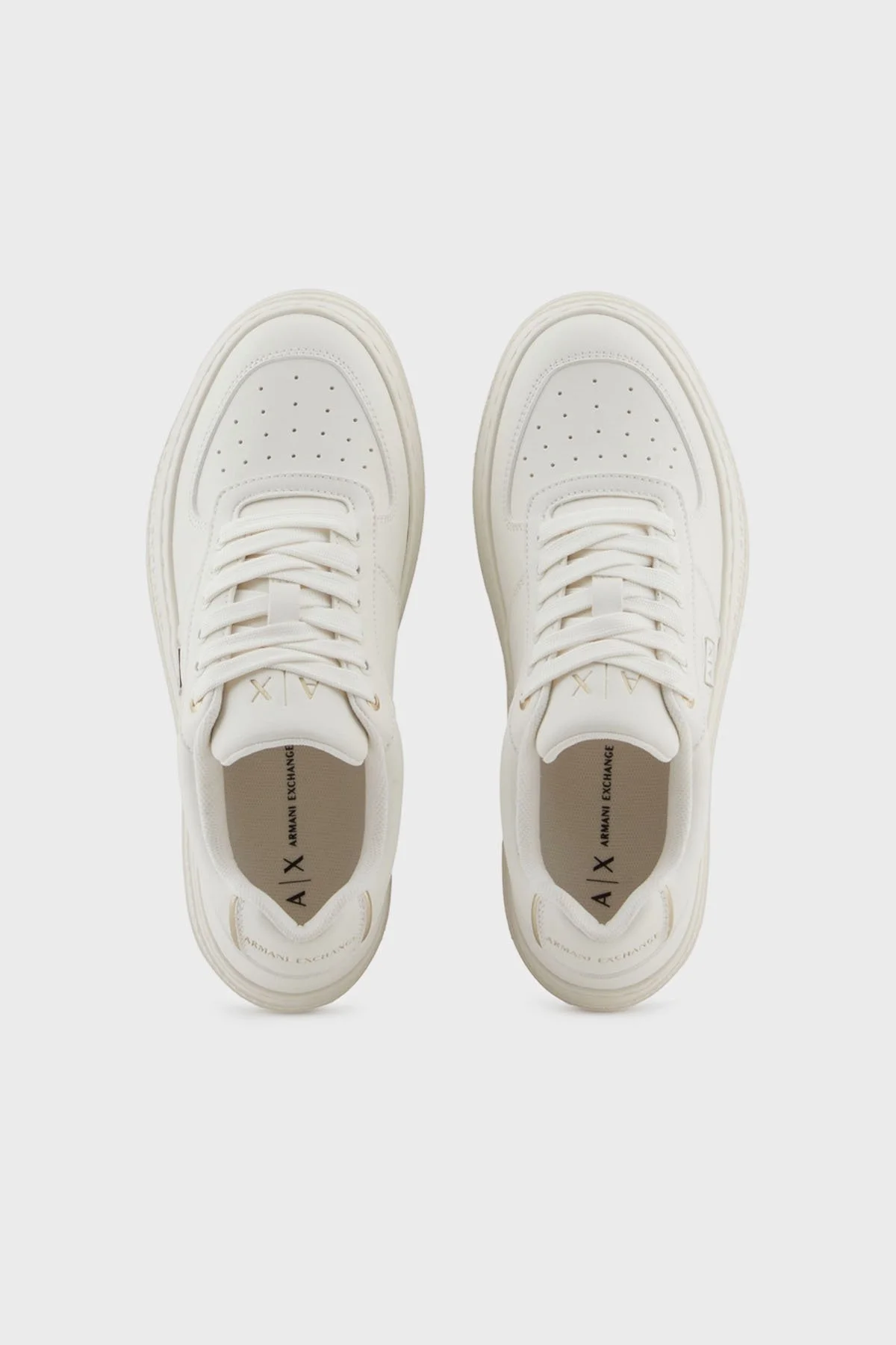 Armani Exchange Logolu Platform Taban Sneaker Bayan Ayakkabı XW001631 AF17351 MZ128 BEYAZ-GOLD - 3