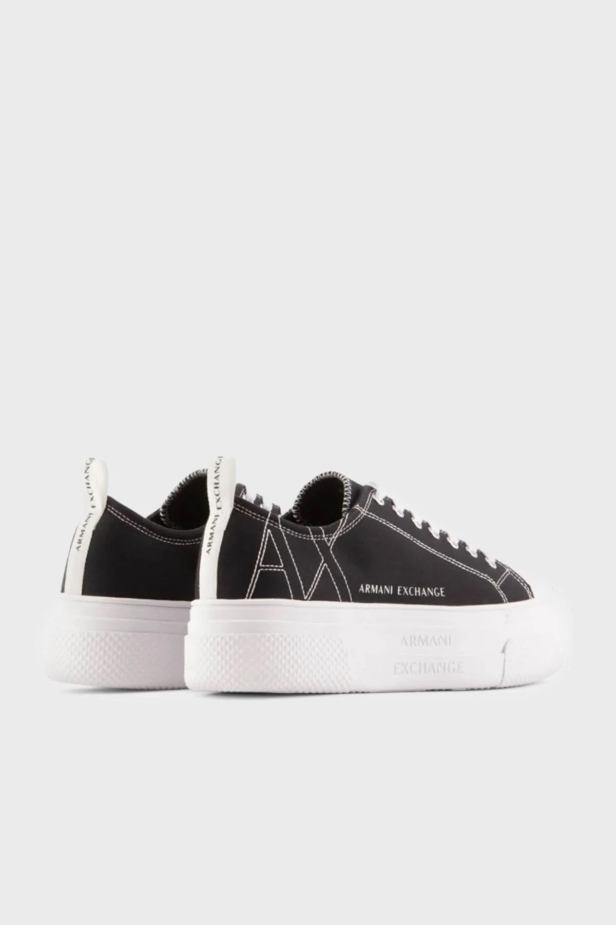 Armani Exchange Logolu Platform Topuk Spor Bayan Ayakkabı XDX115 XV695 S526 SİYAH-BEYAZ - 3