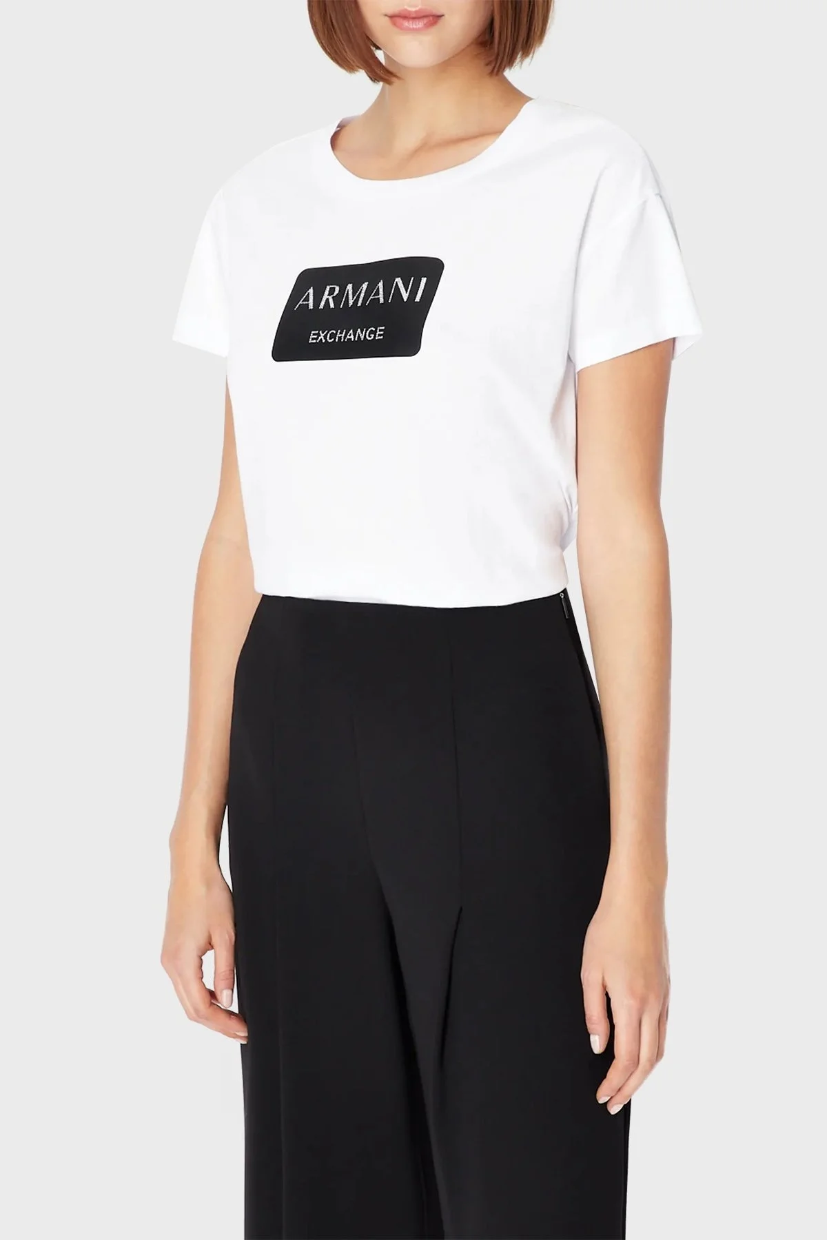 Armani Exchange Logolu Regular Fit Bisiklet Yaka % 100 Pamuk Bayan T Shirt 3RYTER YJG3Z 1000 BEYAZ - 1