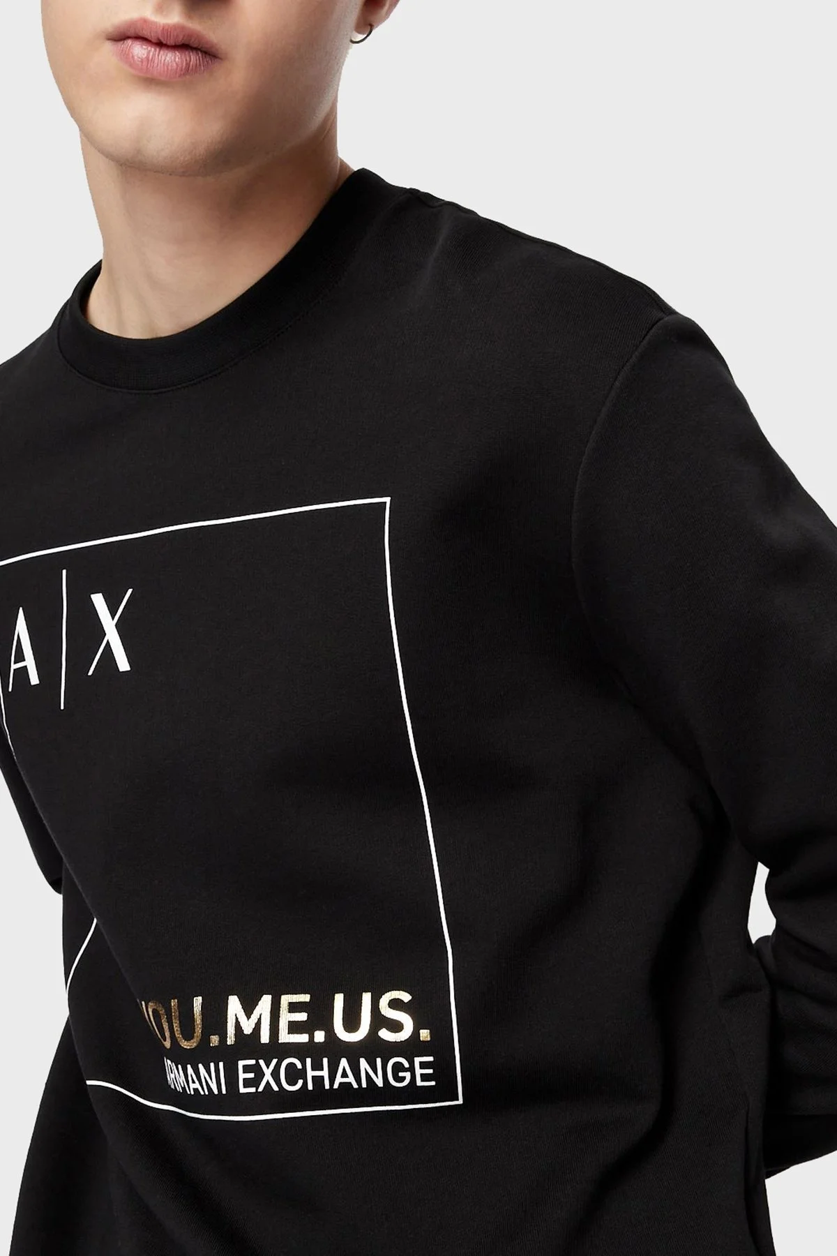 Armani Exchange Logolu Regular Fit Bisiklet Yaka % 100 Pamuk Erkek Sweat 6LZMAY ZJFAZ 1200 SİYAH - 2