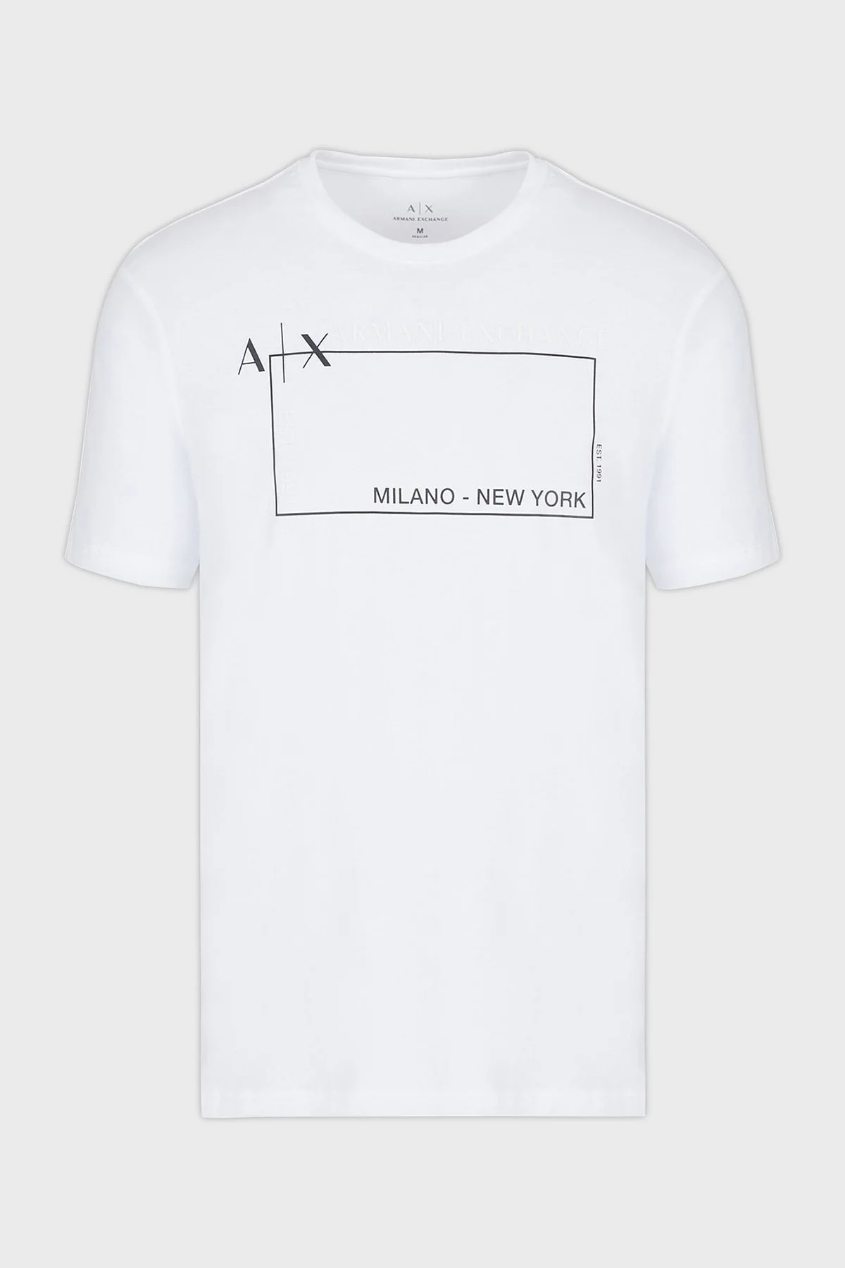 Armani Exchange Logolu Regular Fit Bisiklet Yaka % 100 Pamuk Erkek T Shirt 6LZTJA ZJBVZ 1100 BEYAZ - 3