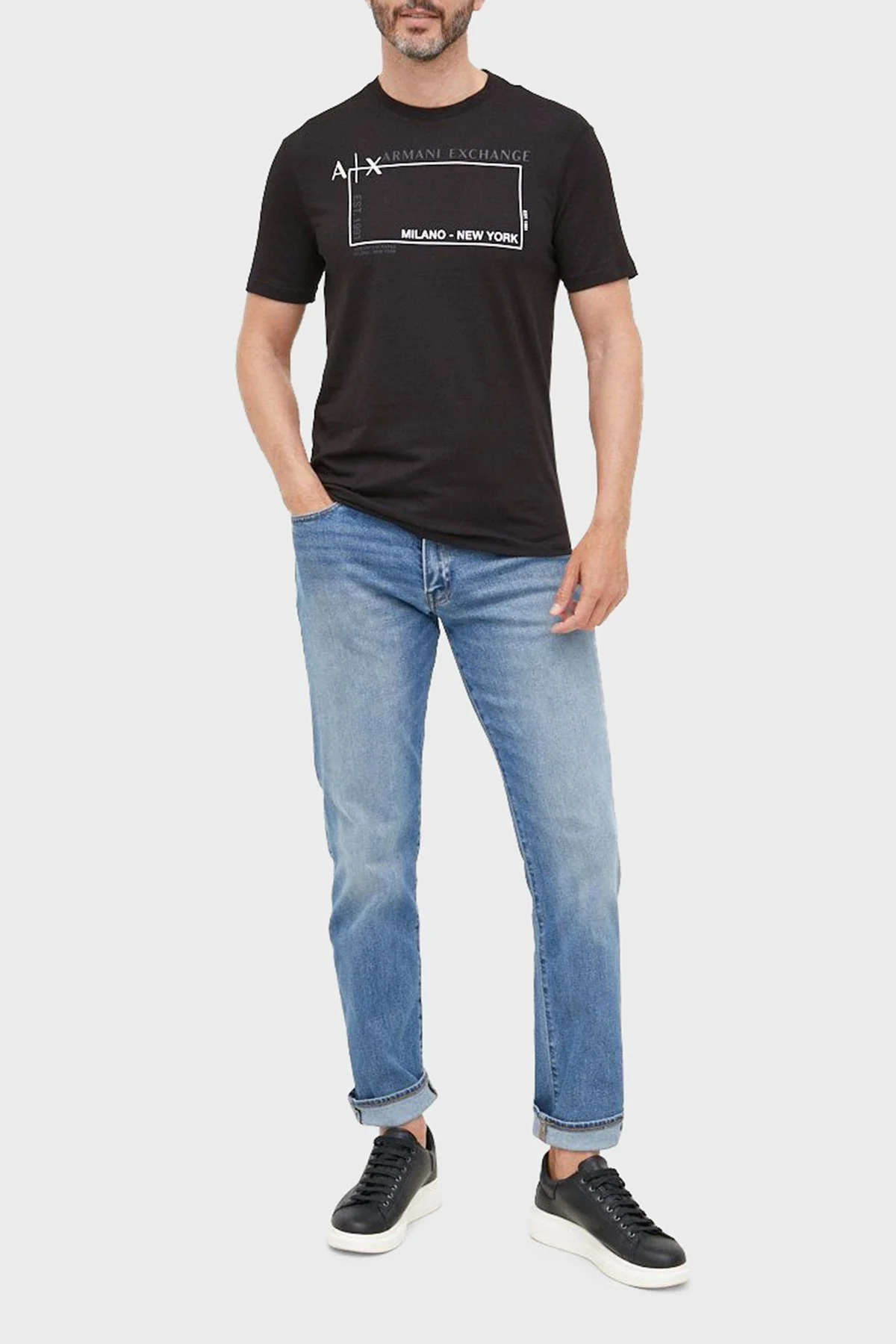 Armani Exchange Logolu Regular Fit Bisiklet Yaka % 100 Pamuk Erkek T Shirt 6LZTJA ZJBVZ 1200 SİYAH - 3