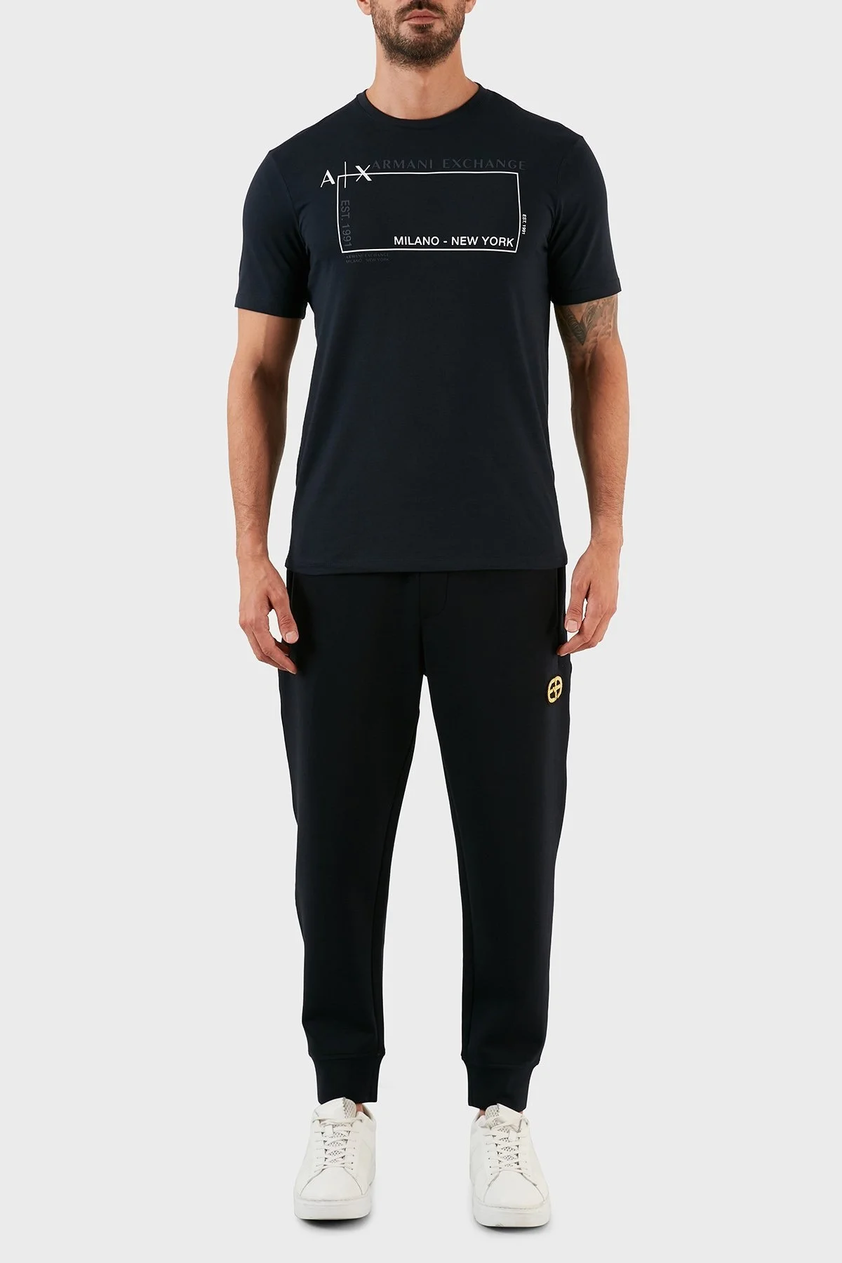 Armani Exchange Logolu Regular Fit Bisiklet Yaka % 100 Pamuk Erkek T Shirt 6LZTJA ZJBVZ 1510 LACİVERT - 5