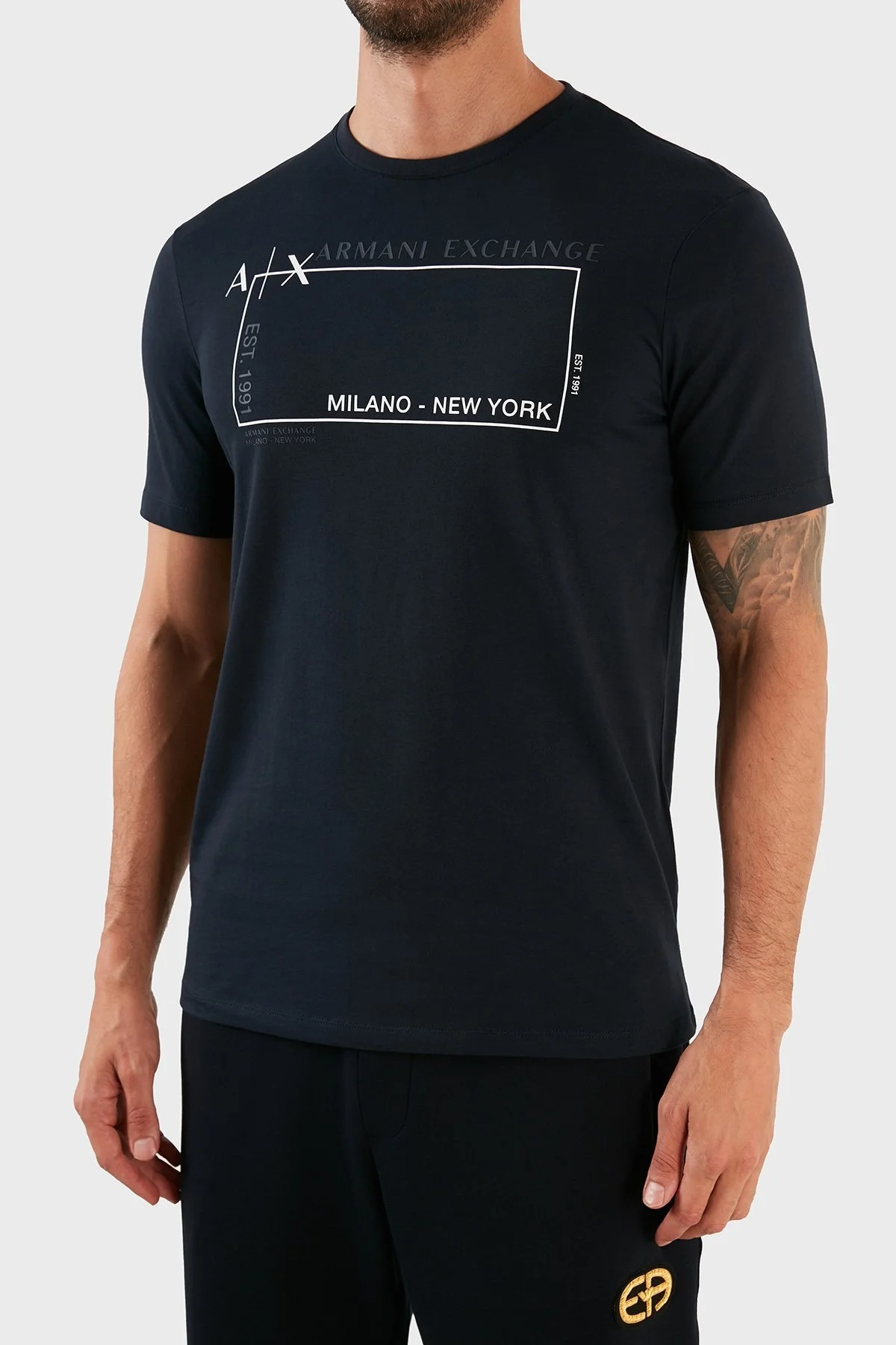 Armani Exchange Logolu Regular Fit Bisiklet Yaka % 100 Pamuk Erkek T Shirt 6LZTJA ZJBVZ 1510 LACİVERT - 6