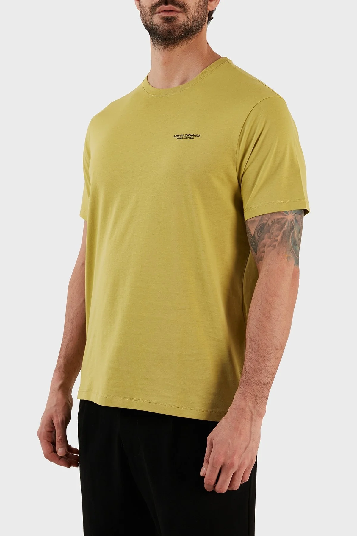 Armani Exchange Logolu Regular Fit Bisiklet Yaka % 100 Pamuk Erkek T Shirt 8NZT91 Z8H4Z 1883 FISTIK YEŞİL - 2