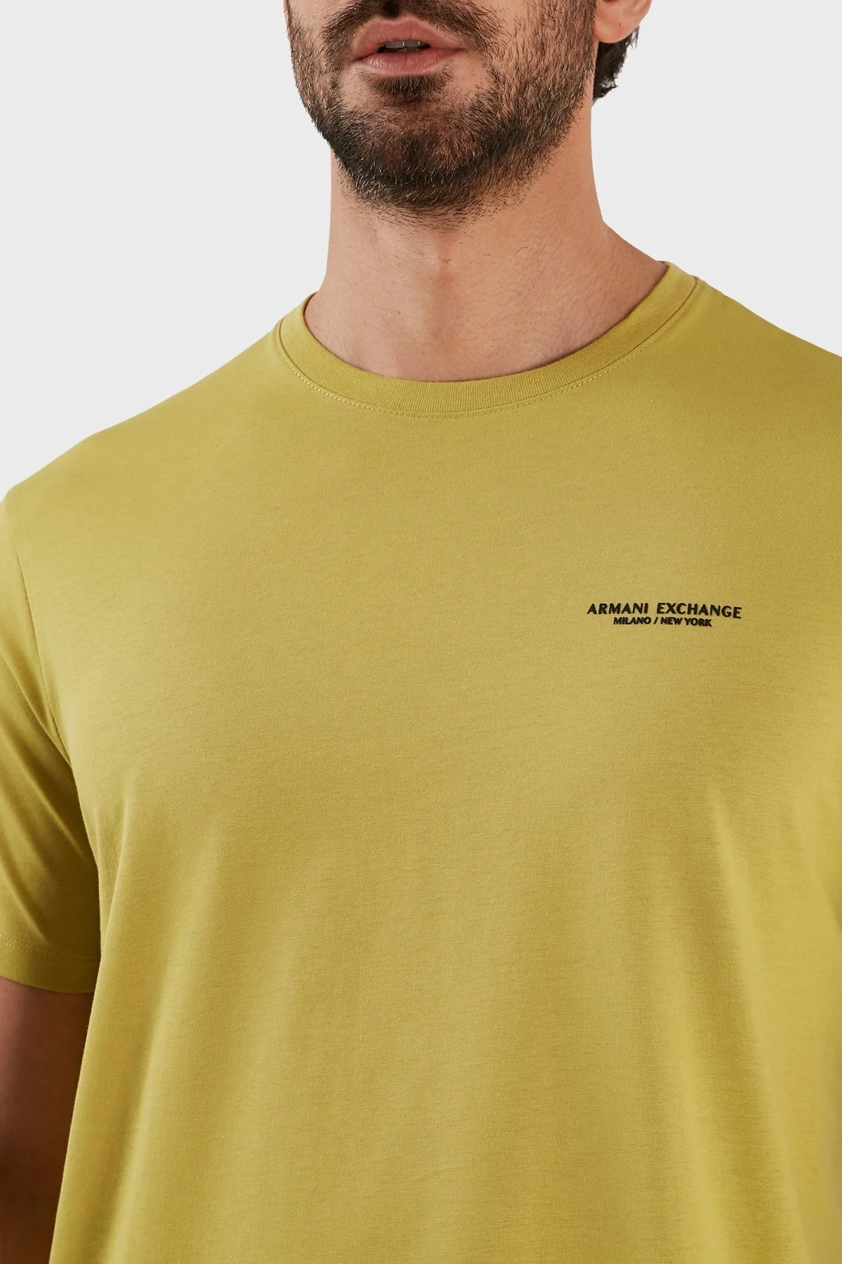 Armani Exchange Logolu Regular Fit Bisiklet Yaka % 100 Pamuk Erkek T Shirt 8NZT91 Z8H4Z 1883 FISTIK YEŞİL - 3