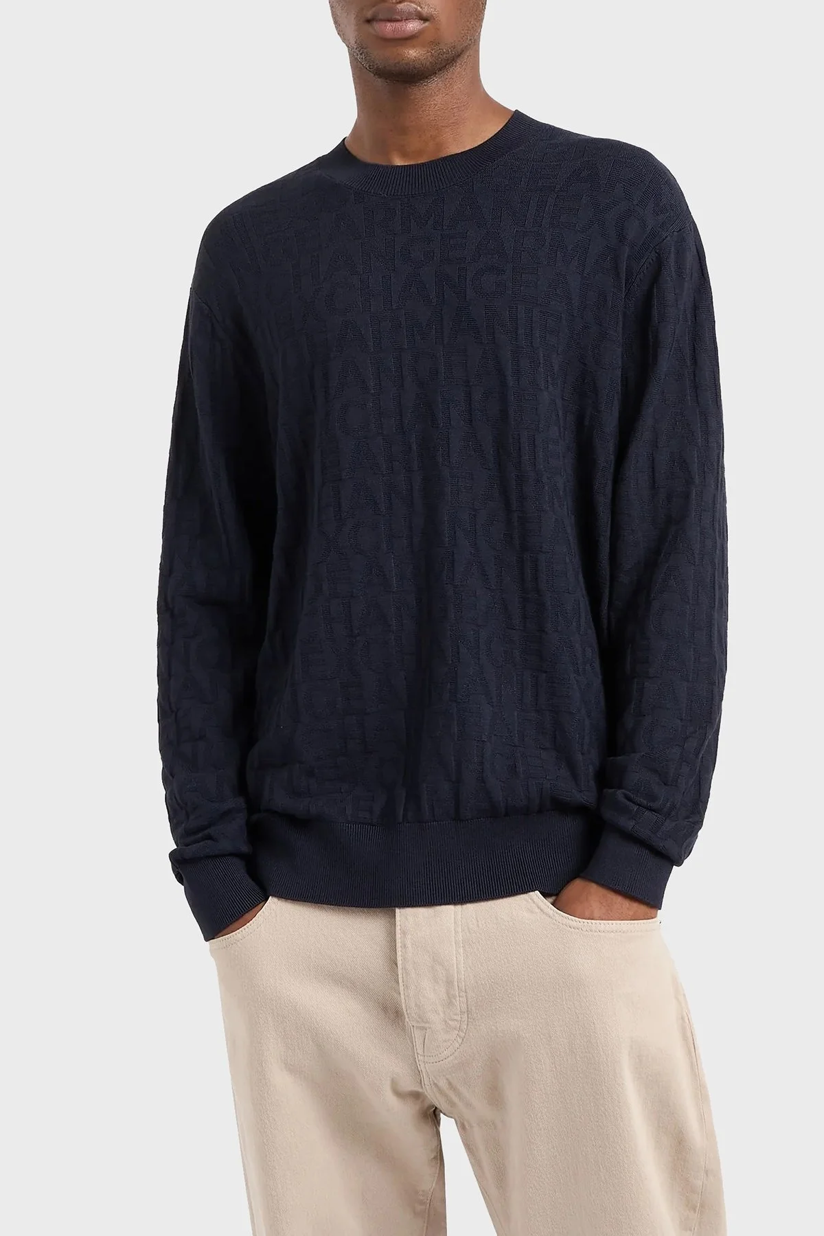 Armani Exchange Logolu Regular Fit Bisiklet Yaka Erkek Kazak 6DZM1R ZM4DZ 1510 LACİVERT - 1