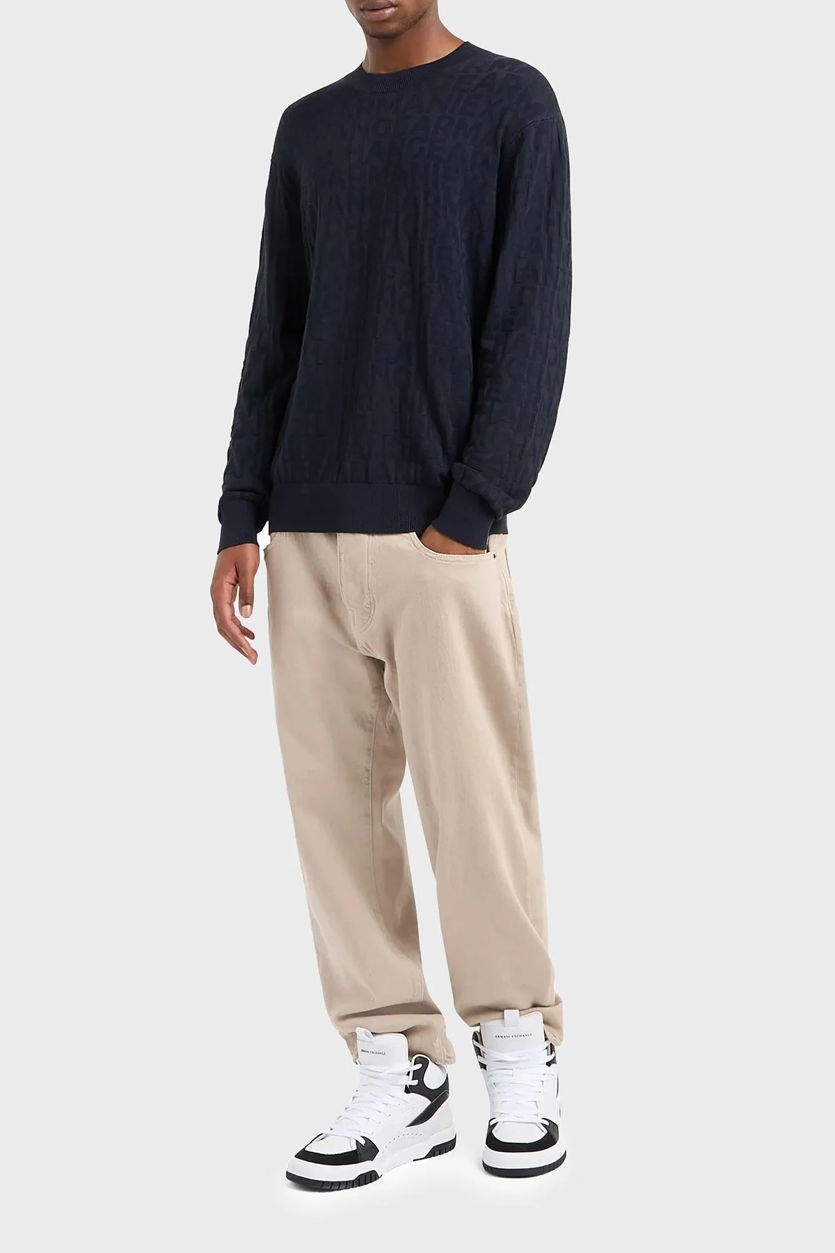 Armani Exchange Logolu Regular Fit Bisiklet Yaka Erkek Kazak 6DZM1R ZM4DZ 1510 LACİVERT - 2