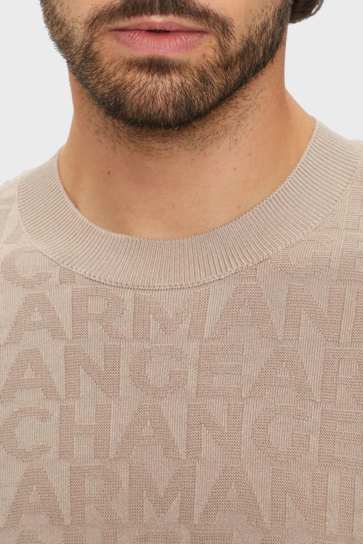 Armani Exchange Logolu Regular Fit Bisiklet Yaka Erkek Kazak 6DZM1R ZM4DZ 17AB KREM - 4