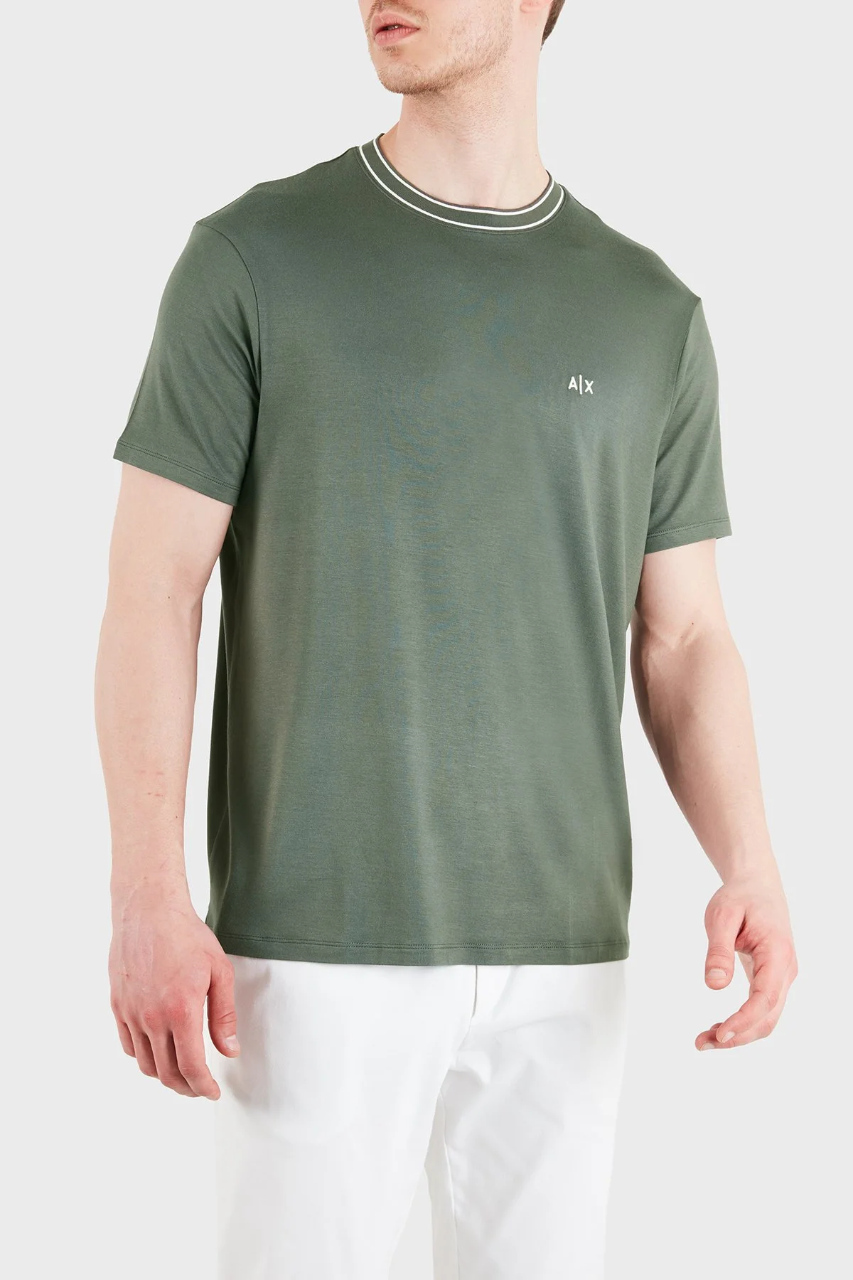 Armani Exchange Logolu Regular Fit Bisiklet Yaka Erkek T Shirt XM002484 AF21936 U8144 HAKİ - 1