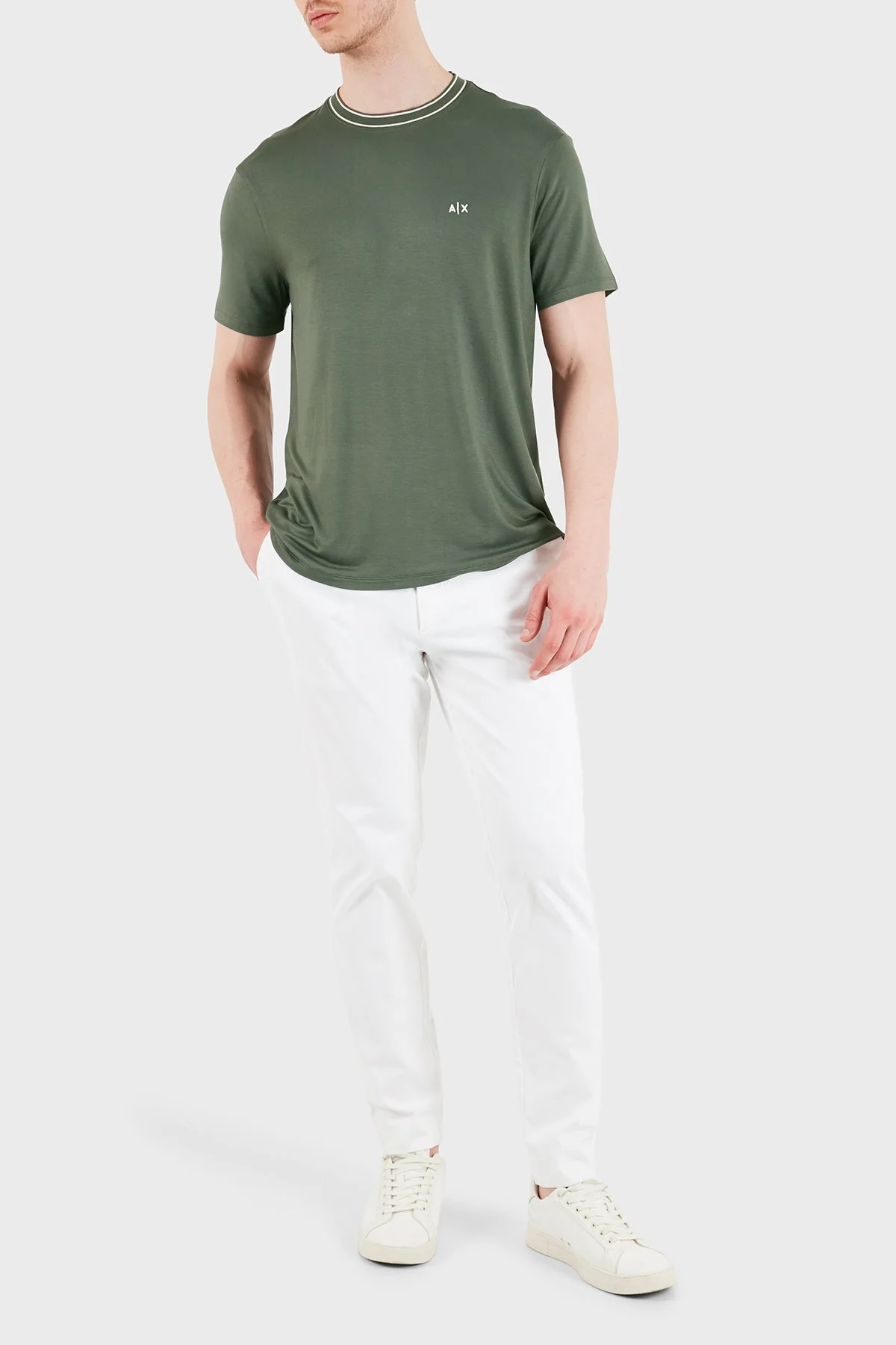 Armani Exchange Logolu Regular Fit Bisiklet Yaka Erkek T Shirt XM002484 AF21936 U8144 HAKİ - 2