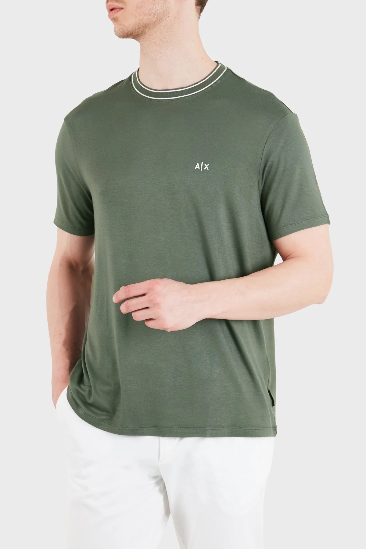 Armani Exchange Logolu Regular Fit Bisiklet Yaka Erkek T Shirt XM002484 AF21936 U8144 HAKİ - 4