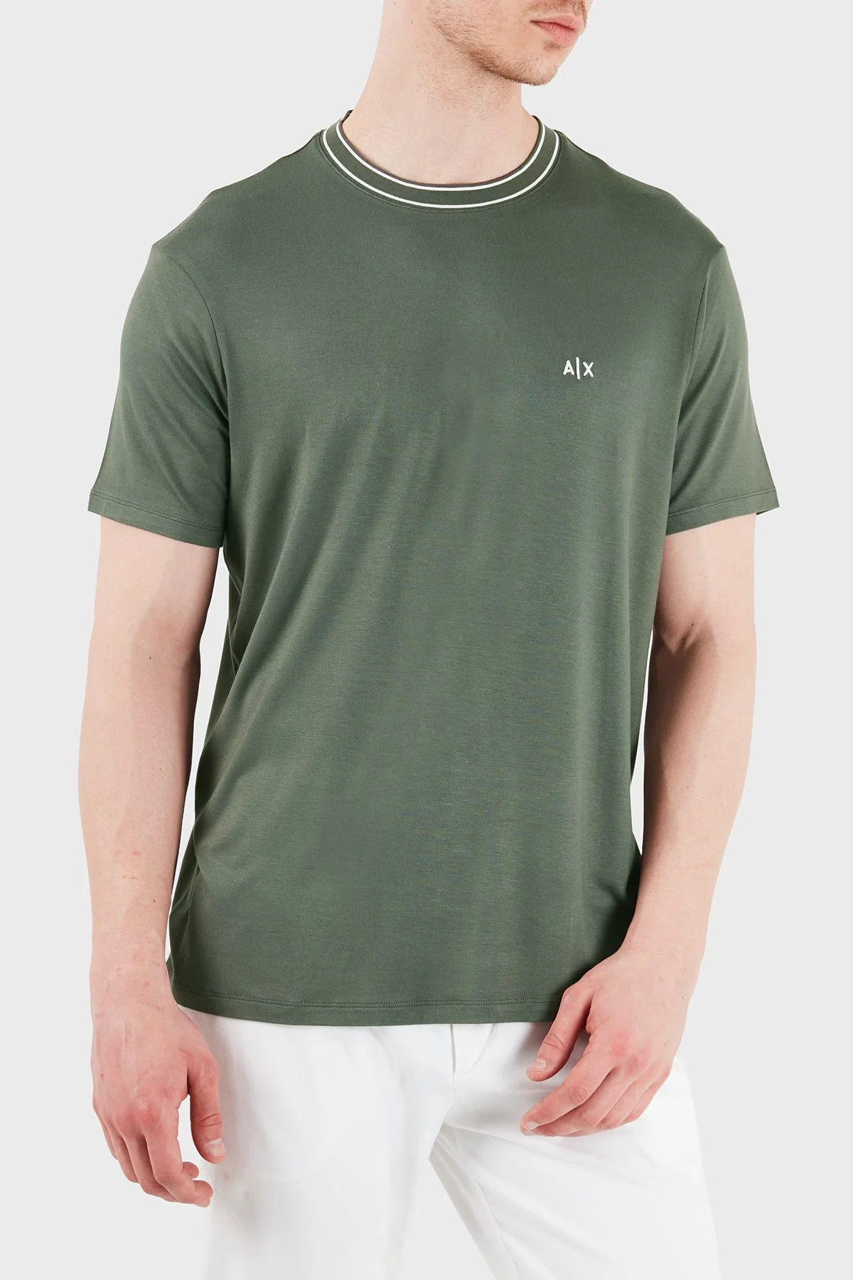 Armani Exchange Logolu Regular Fit Bisiklet Yaka Erkek T Shirt XM002484 AF21936 U8144 HAKİ - 6