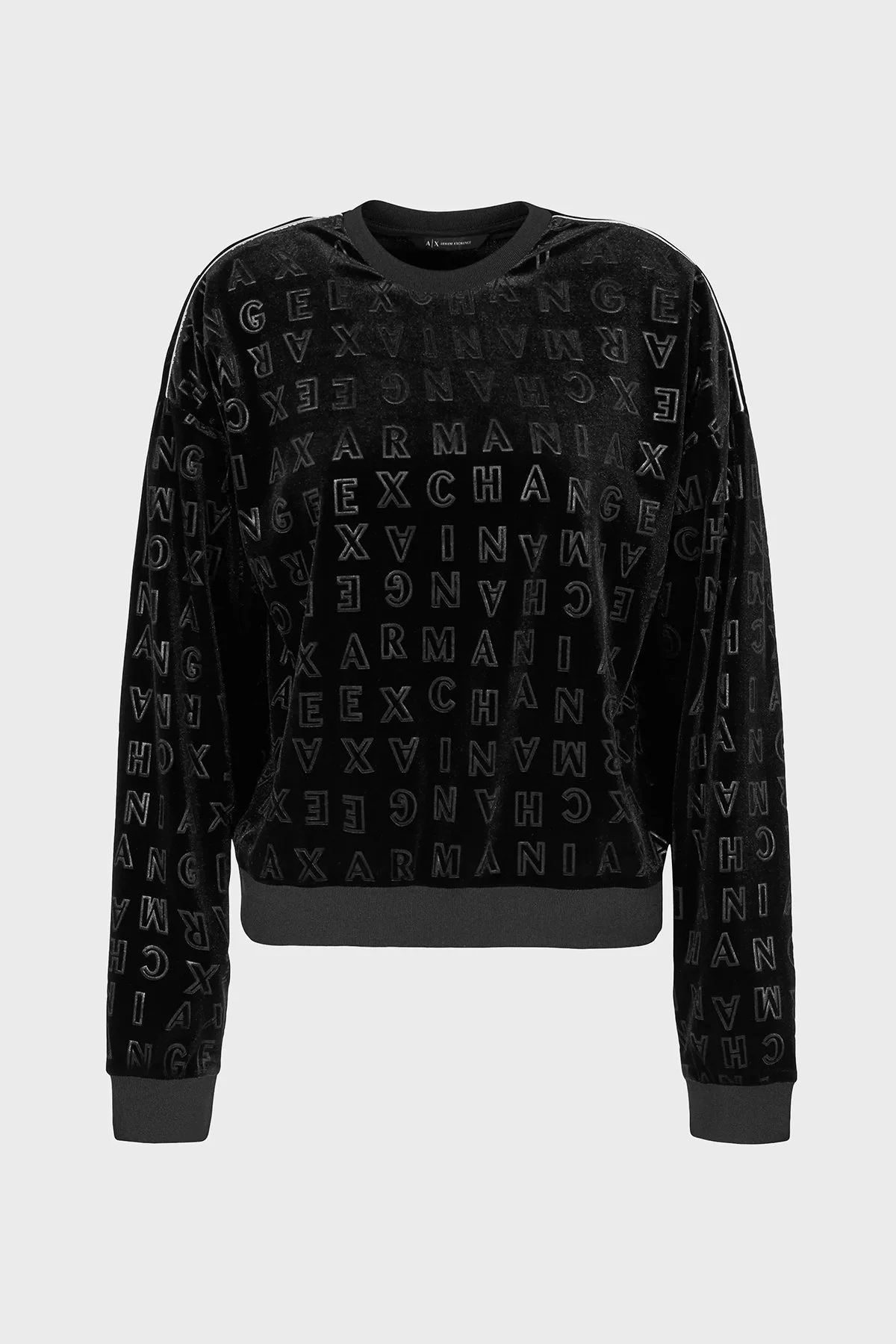 Armani Exchange Logolu Regular Fit Bisiklet Yaka Kadife Bayan Sweat 6DYM94 YJLGZ 52AL SİYAH - 5