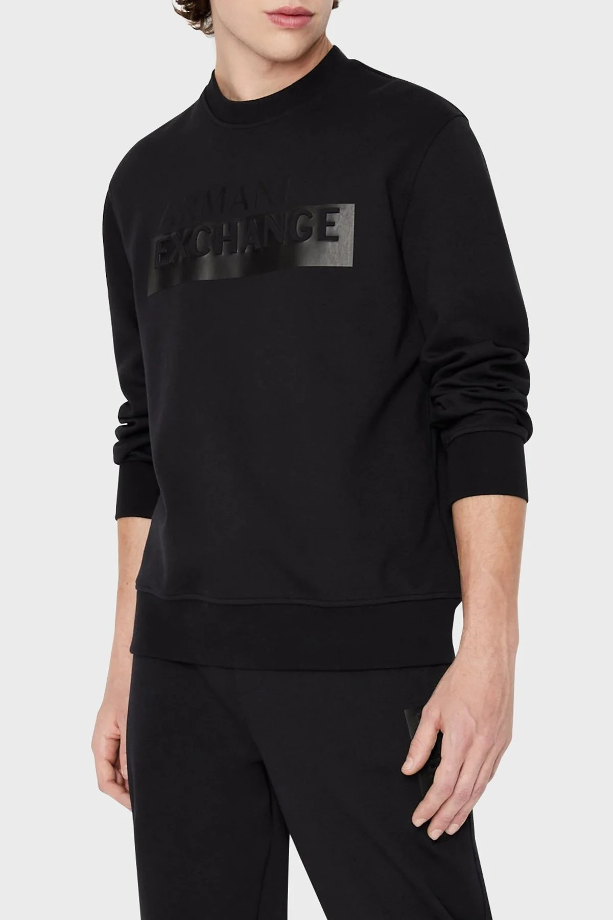 Armani Exchange Logolu Regular Fit Bisiklet Yaka Pamuklu Erkek Sweat 6LZMBE ZJCAZ 1200 SİYAH - 1